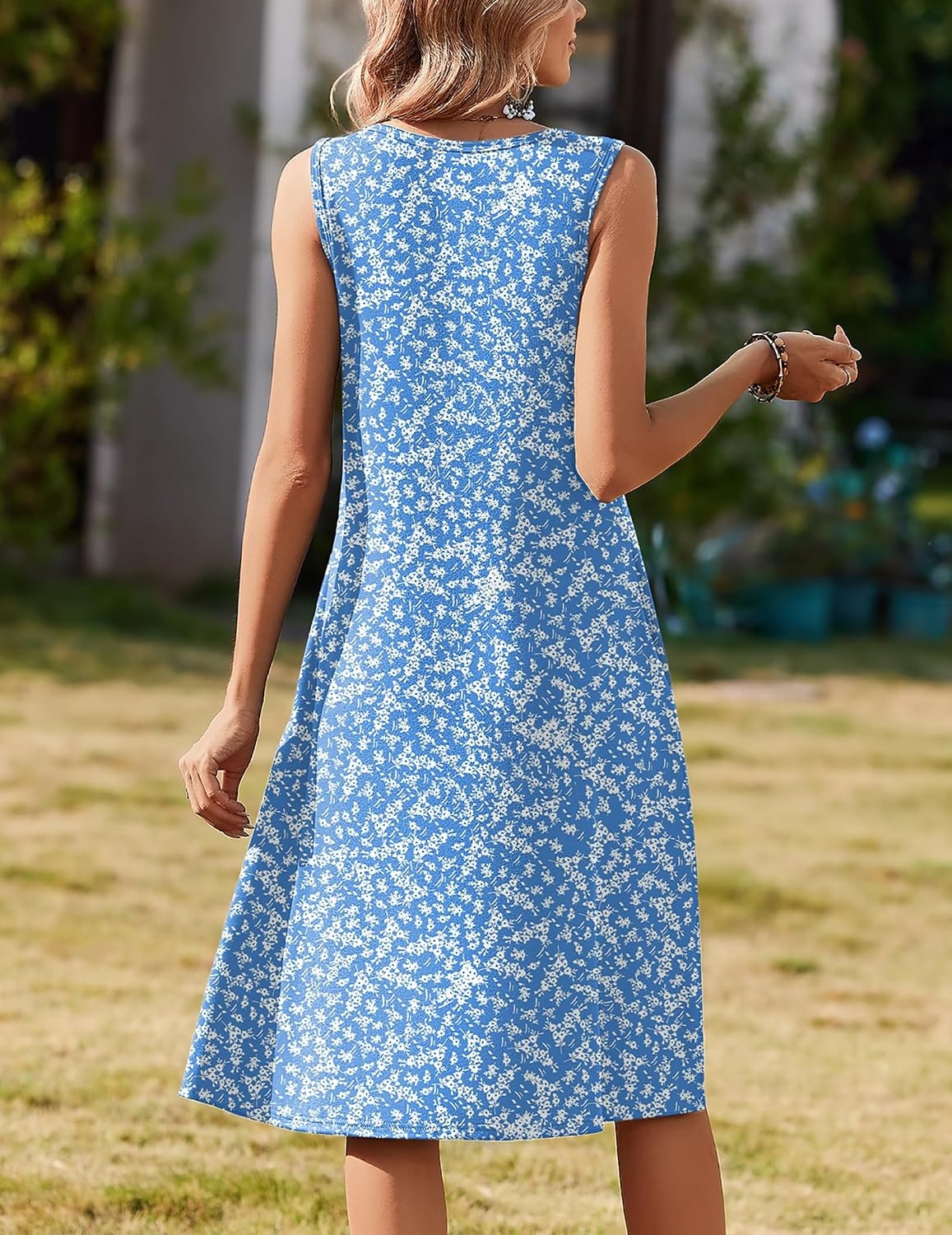 image:imageZeagoo Summer Dress for Women Flowy Aline Casual Midi Tank Dress Boho 2026Blue