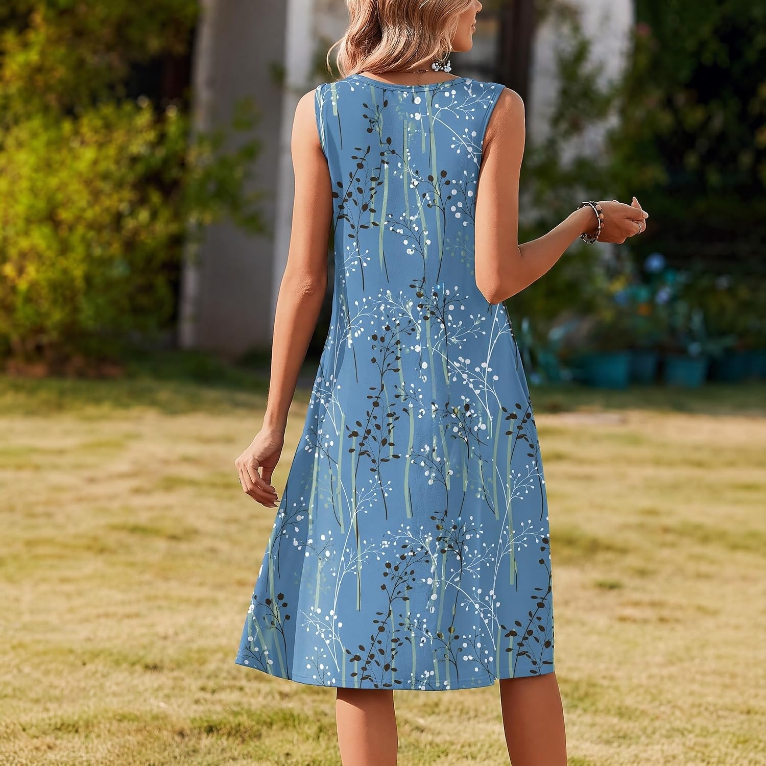image:imageZeagoo Summer Dress for Women Flowy Aline Casual Midi Tank Dress Boho 2026Blue Sp111