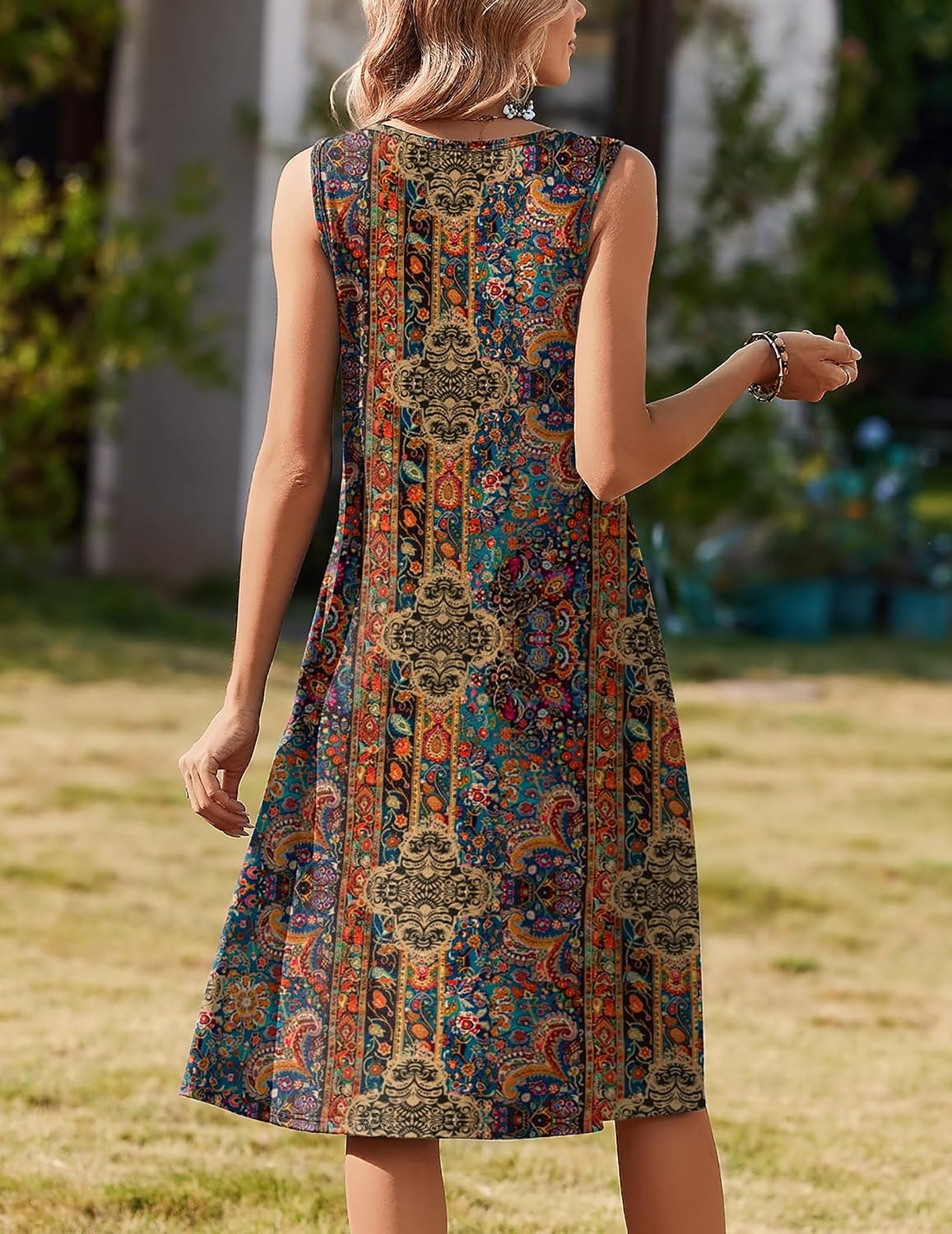 image:imageZeagoo Summer Dress for Women Flowy Aline Casual Midi Tank Dress Boho 2026Brown