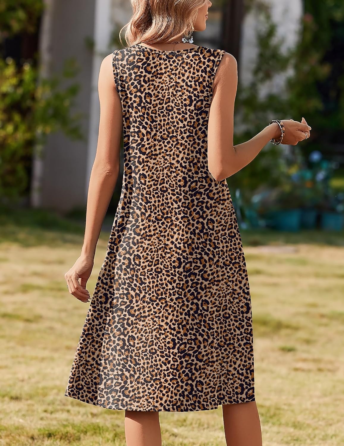 image:imageZeagoo Summer Dress for Women Flowy Aline Casual Midi Tank Dress Boho 2026Leopard Print