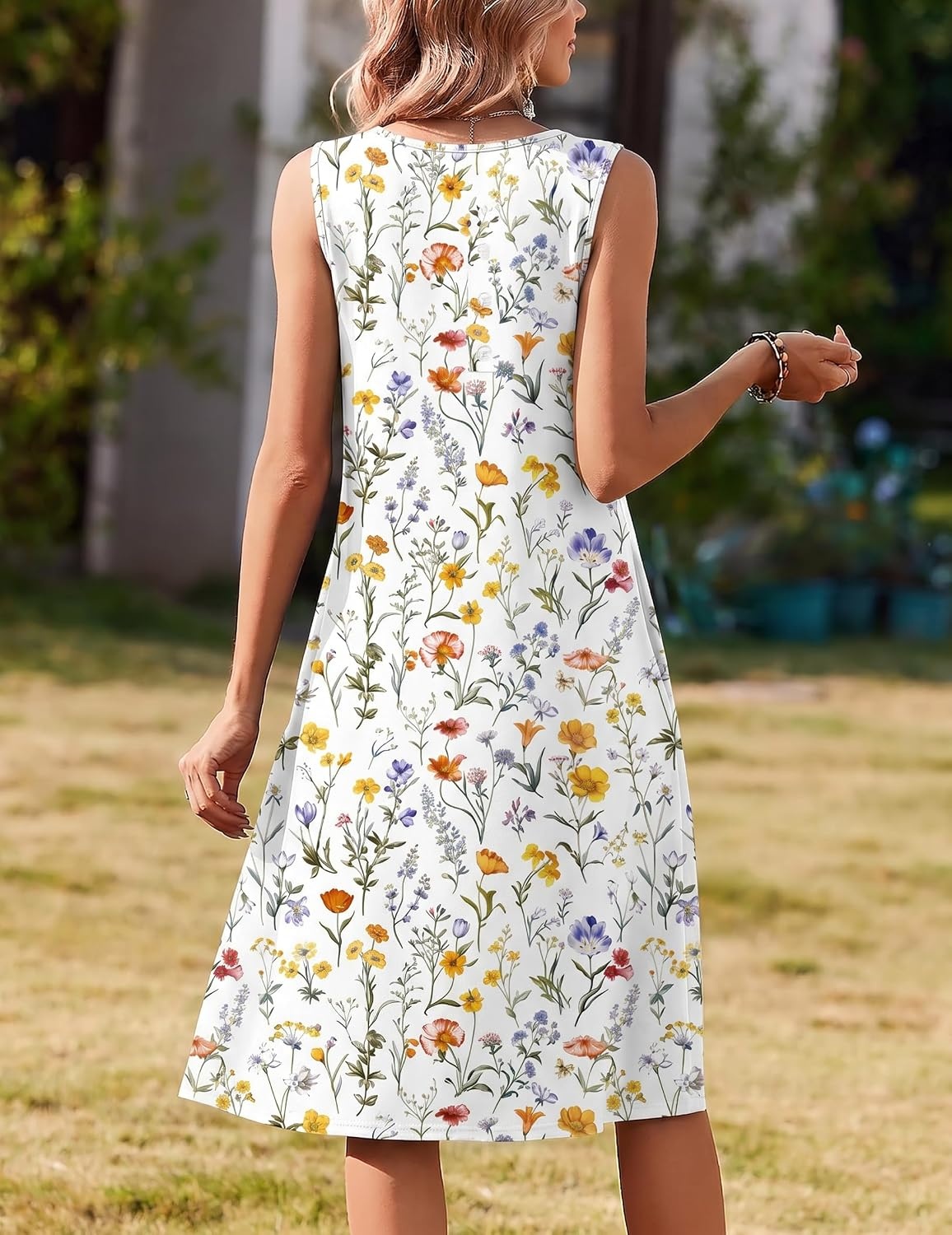 image:imageZeagoo Summer Dress for Women Flowy Aline Casual Midi Tank Dress Boho 2026White Xh403