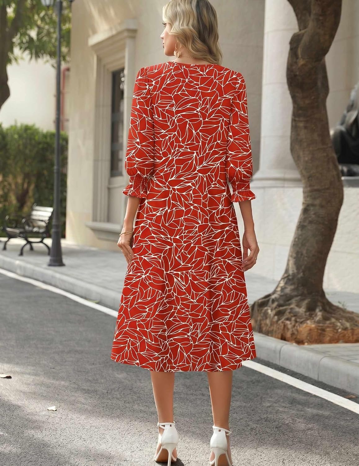 image:imageZeagoo Summer Dresses for Women 2026 34 Sleeve Dress for Women Floral Midi Dresses for Casual Womens Dresses with PocketsCfloralcx353new