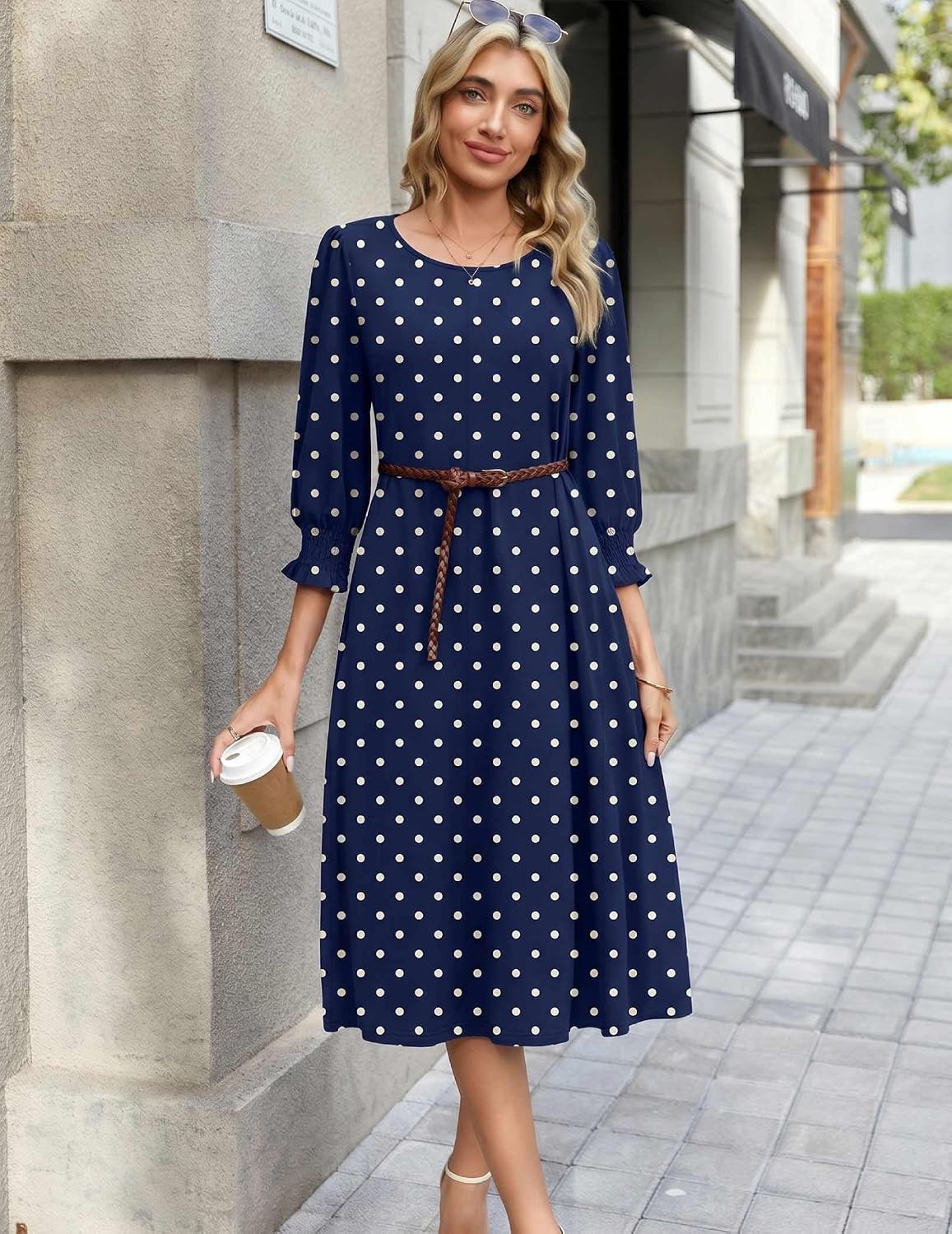 image:imageZeagoo Summer Dresses for Women 2026 34 Sleeve Dress for Women Floral Midi Dresses for Casual Womens Dresses with PocketsCfloraljh379new
