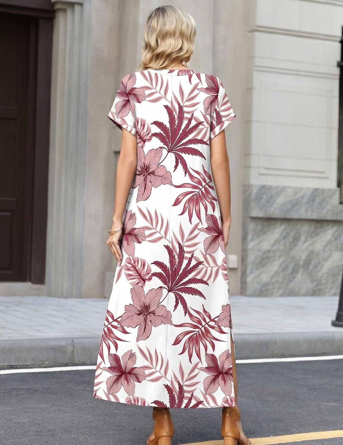 image:imageZeagoo Summer Dresses for Women 2026 Maxi Dresses Vacation Sundress Short Sleeve Casual Sundresses Split Dress with PocketsFloralhf70new