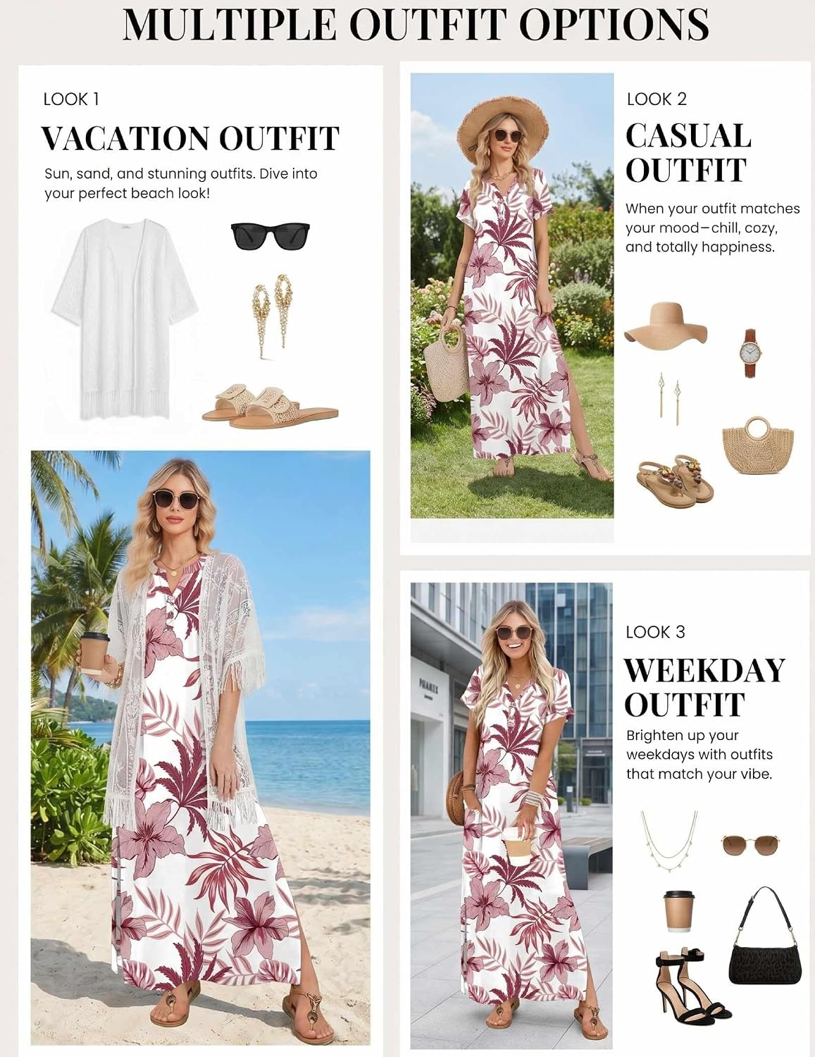 image:imageZeagoo Summer Dresses for Women 2026 Maxi Dresses Vacation Sundress Short Sleeve Casual Sundresses Split Dress with PocketsFloralhf70new
