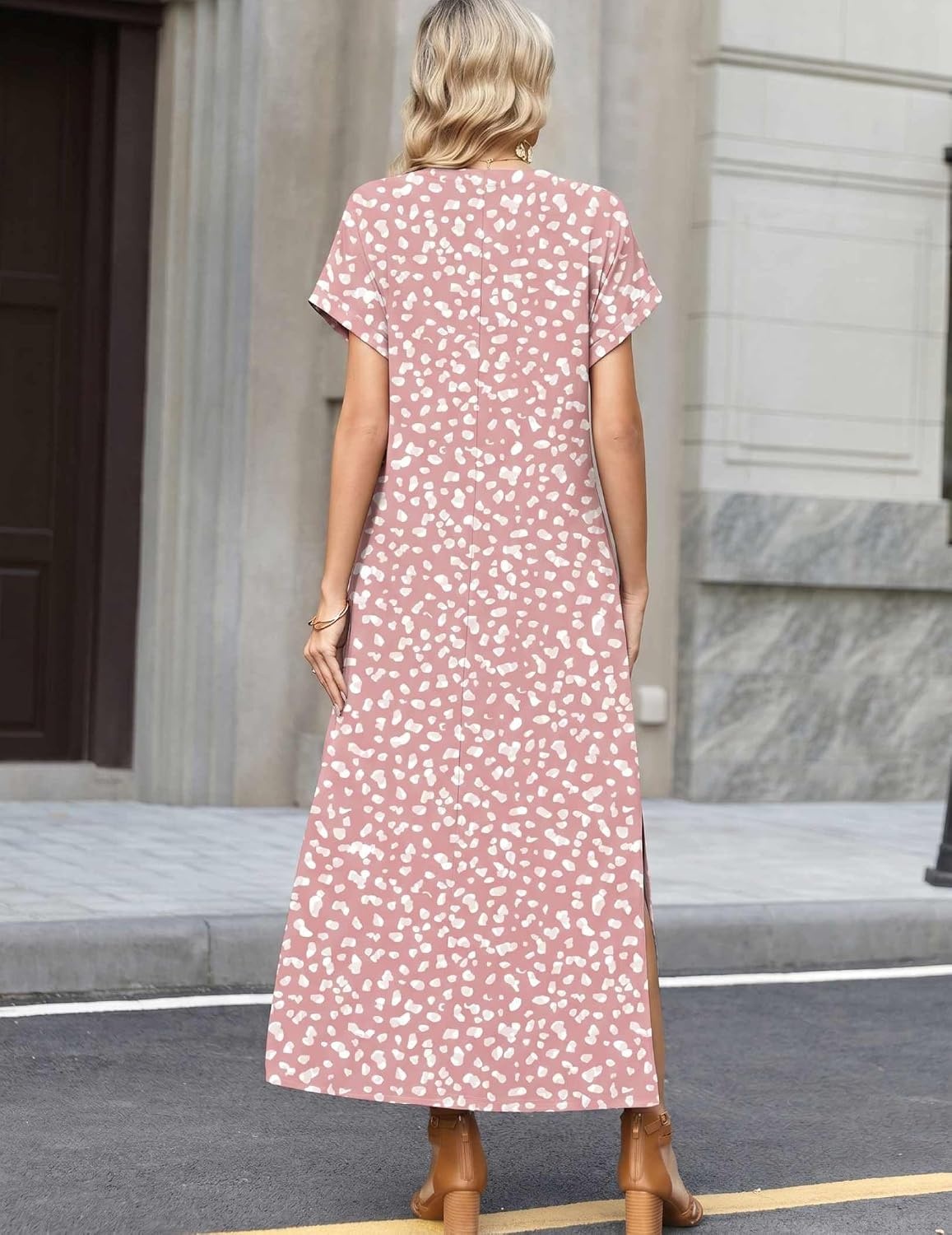 image:imageZeagoo Summer Dresses for Women 2026 Maxi Dresses Vacation Sundress Short Sleeve Casual Sundresses Split Dress with PocketsFloraljh589new