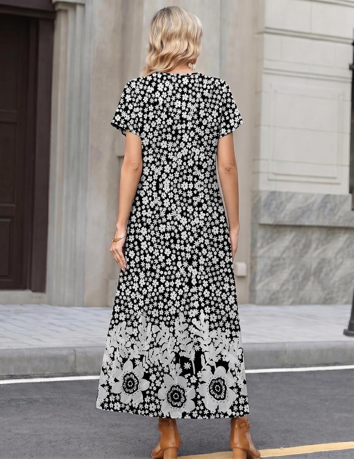 image:imageZeagoo Summer Dresses for Women 2026 Maxi Dresses Vacation Sundress Short Sleeve Casual Sundresses Split Dress with PocketsFloralxh523new