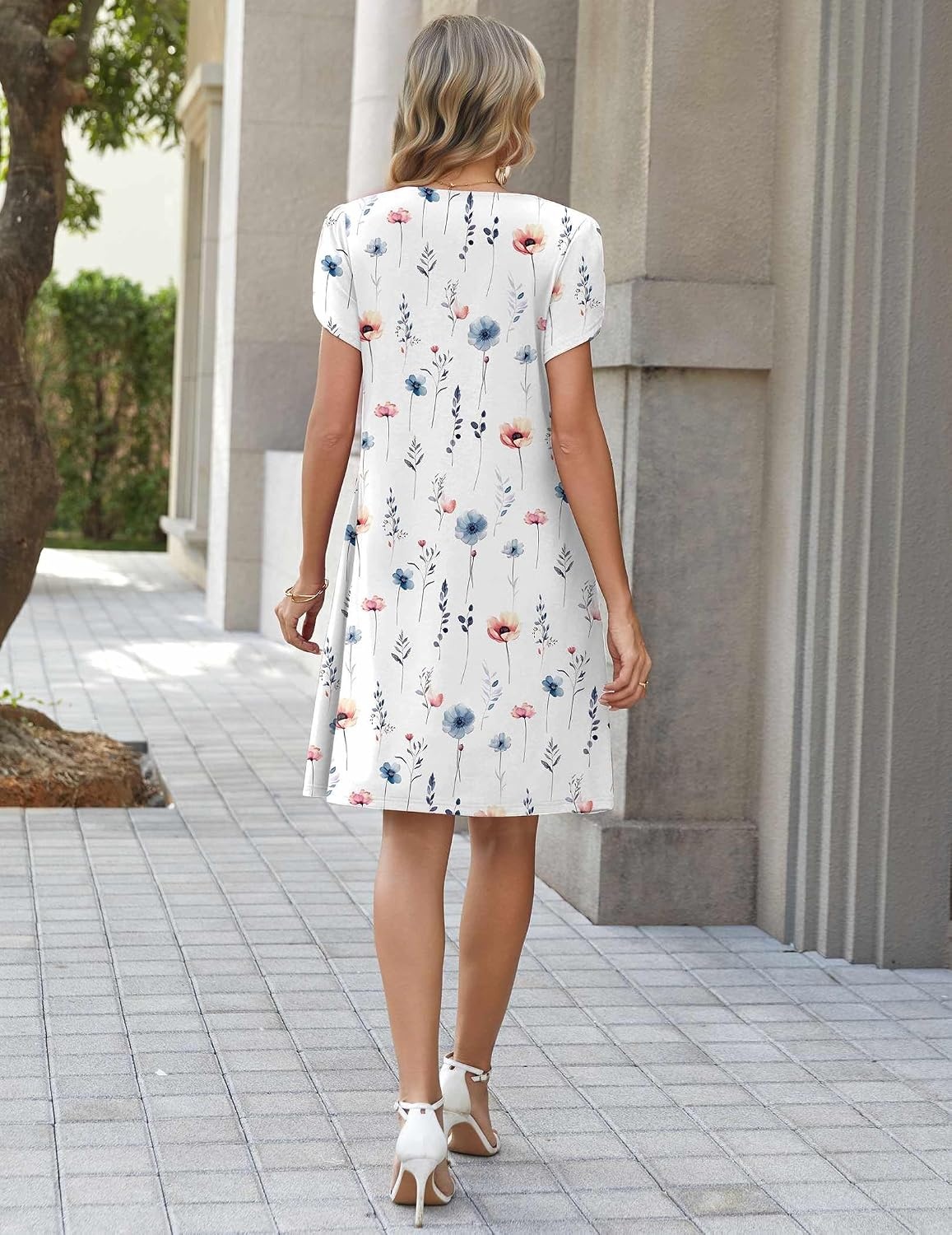 image:imageZeagoo Summer Dresses for Women 2026 Sundress Short Petal Sleeve Dress with Pockets Floral Dresses for CasualAfloraldh950