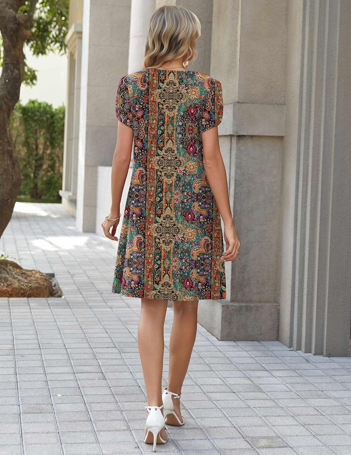 image:imageZeagoo Summer Dresses for Women 2026 Sundress Short Petal Sleeve Dress with Pockets Floral Dresses for CasualAfloralmz721