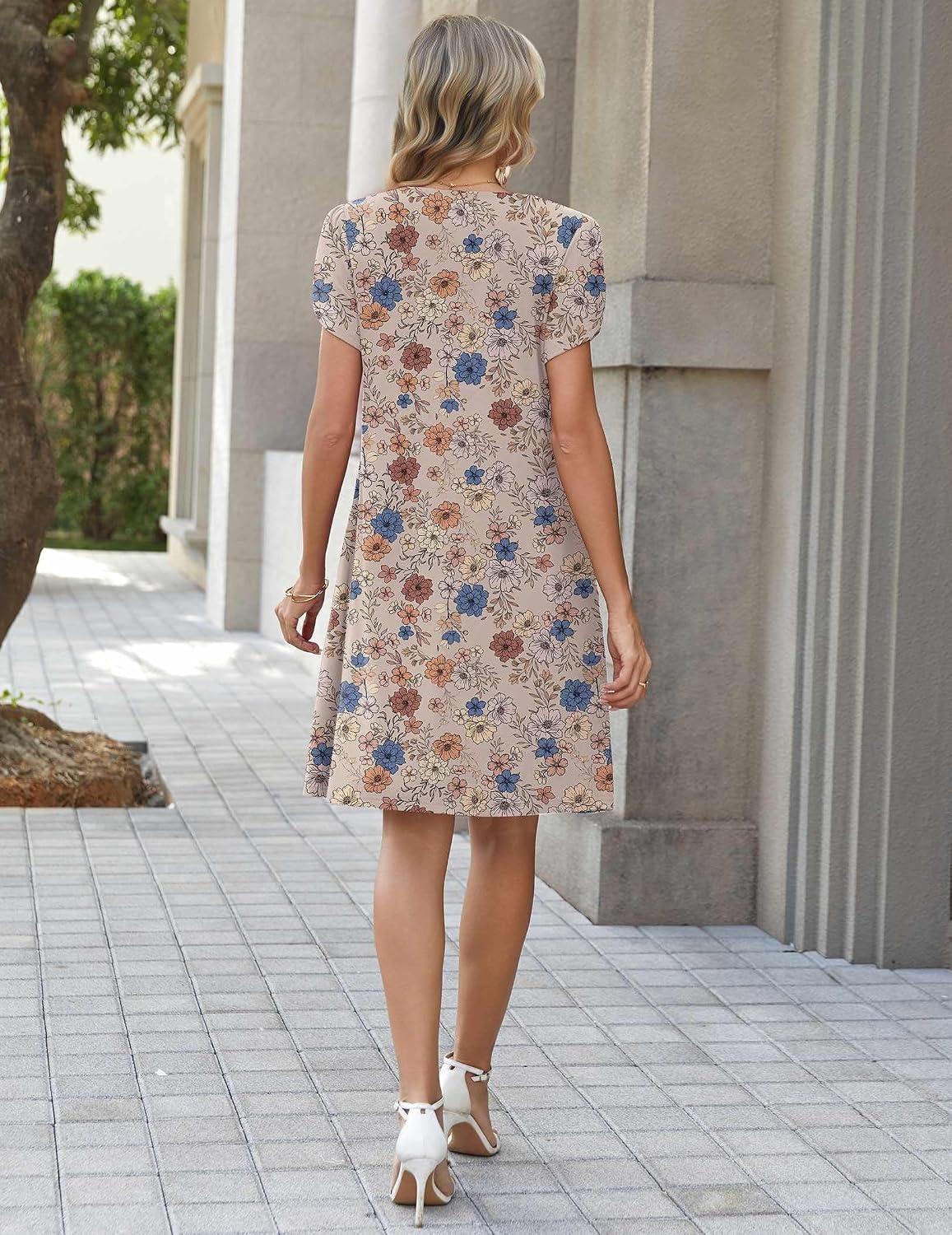image:imageZeagoo Summer Dresses for Women 2026 Sundress Short Petal Sleeve Dress with Pockets Floral Dresses for CasualFloralsf170