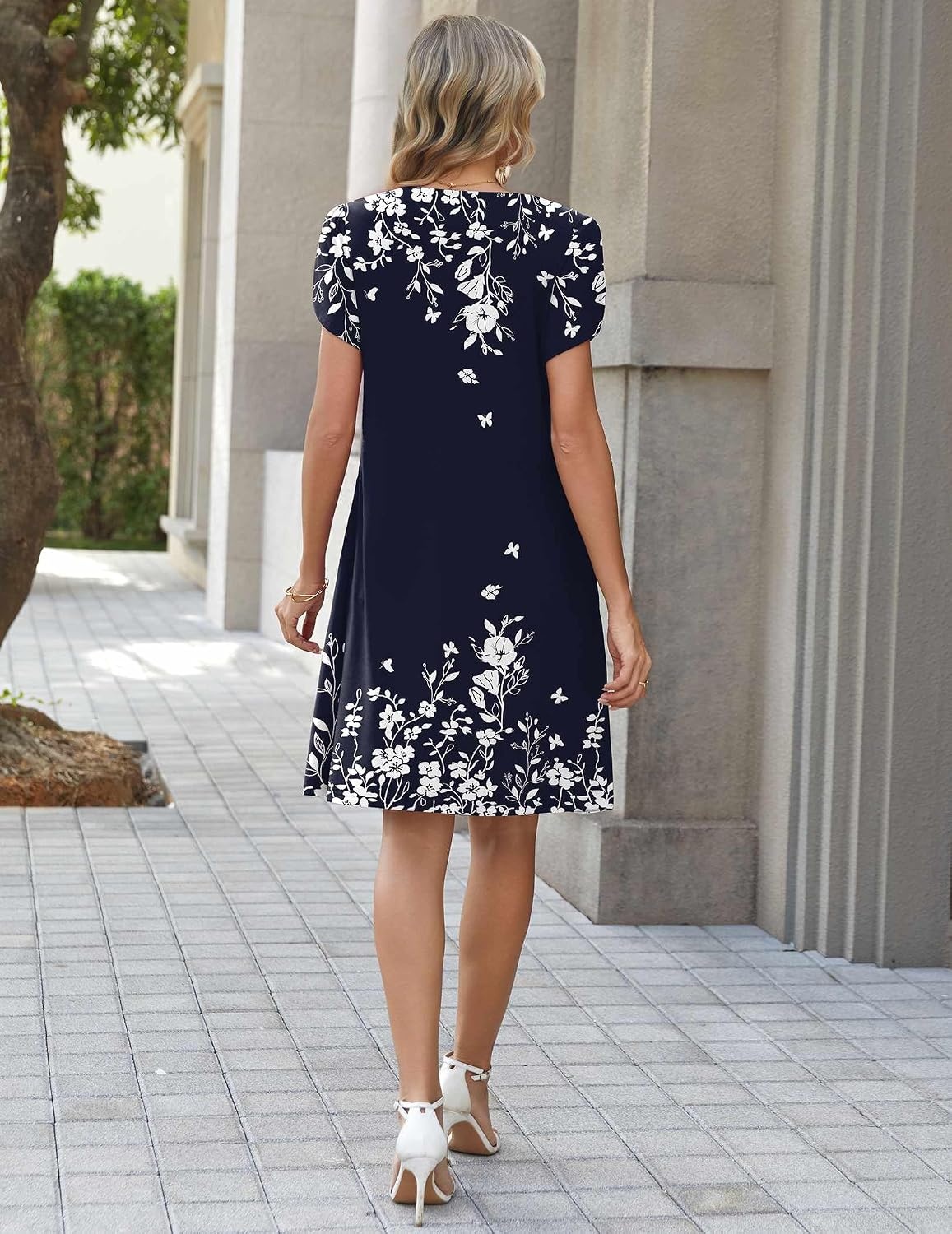 image:imageZeagoo Summer Dresses for Women 2026 Sundress Short Petal Sleeve Dress with Pockets Floral Dresses for CasualFloralsf184