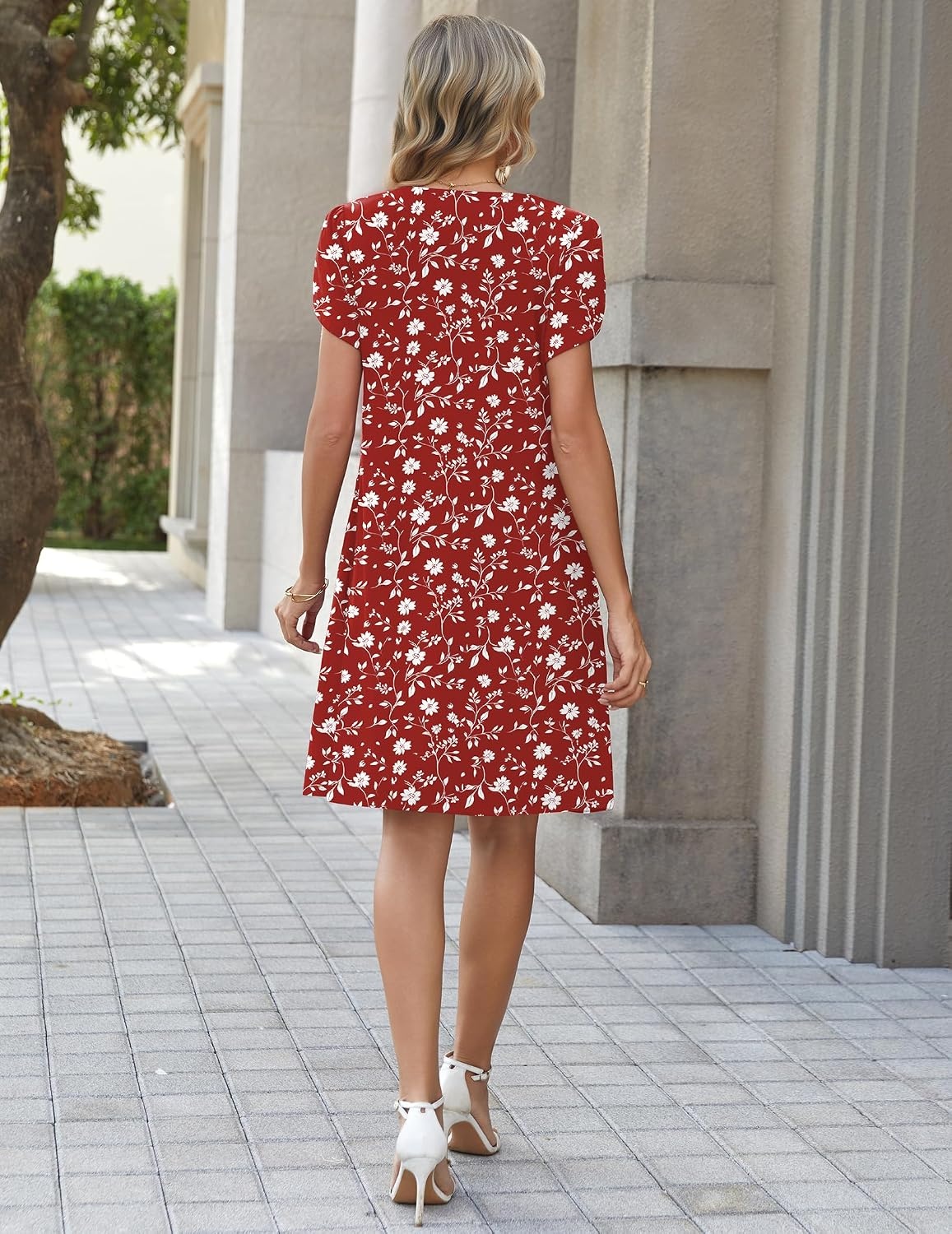 image:imageZeagoo Summer Dresses for Women 2026 Sundress Short Petal Sleeve Dress with Pockets Floral Dresses for CasualFloralxh268