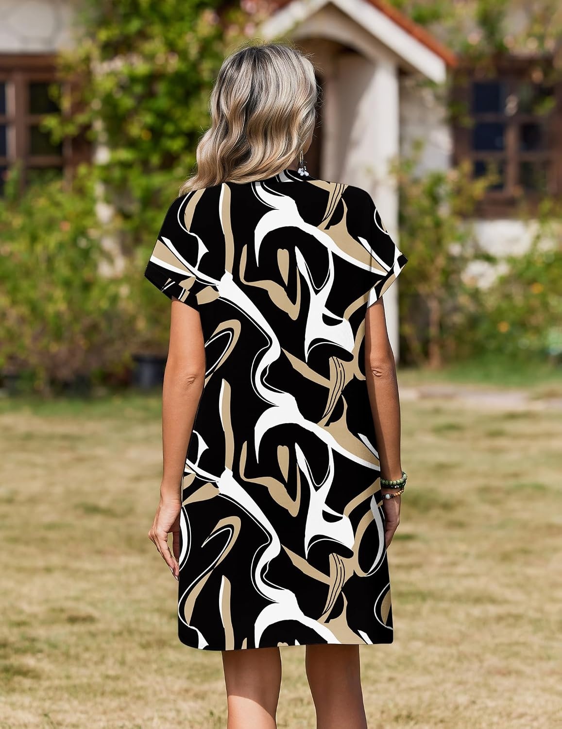 image:imageZeagoo Summer Dresses for Women Shift Dress Casual Mini Vacation SundressAbstract Brush