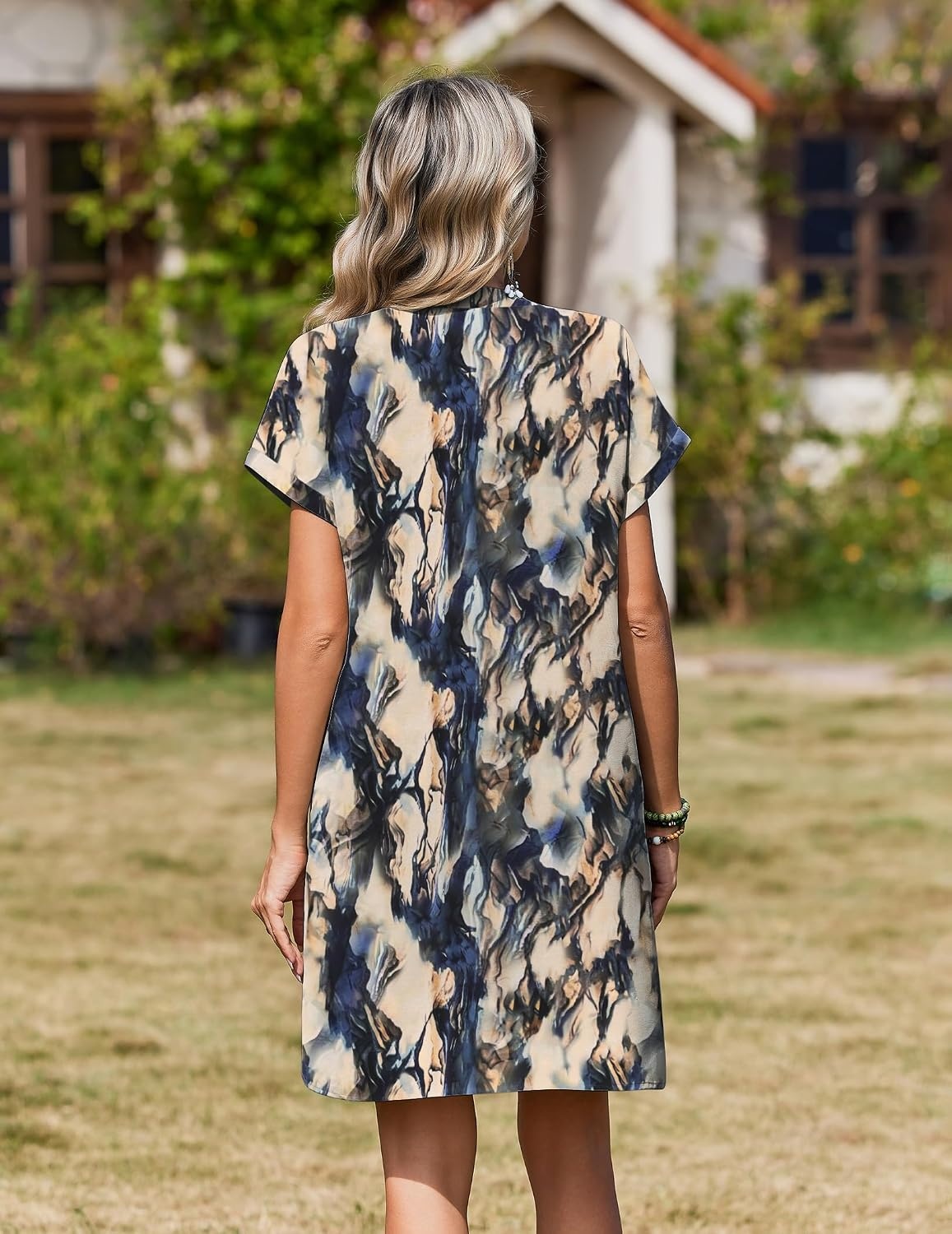 image:imageZeagoo Summer Dresses for Women Shift Dress Casual Mini Vacation SundressBlue Tie Dye