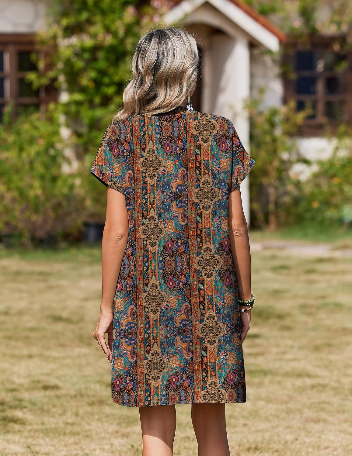 image:imageZeagoo Summer Dresses for Women Shift Dress Casual Mini Vacation SundressBrown Floral