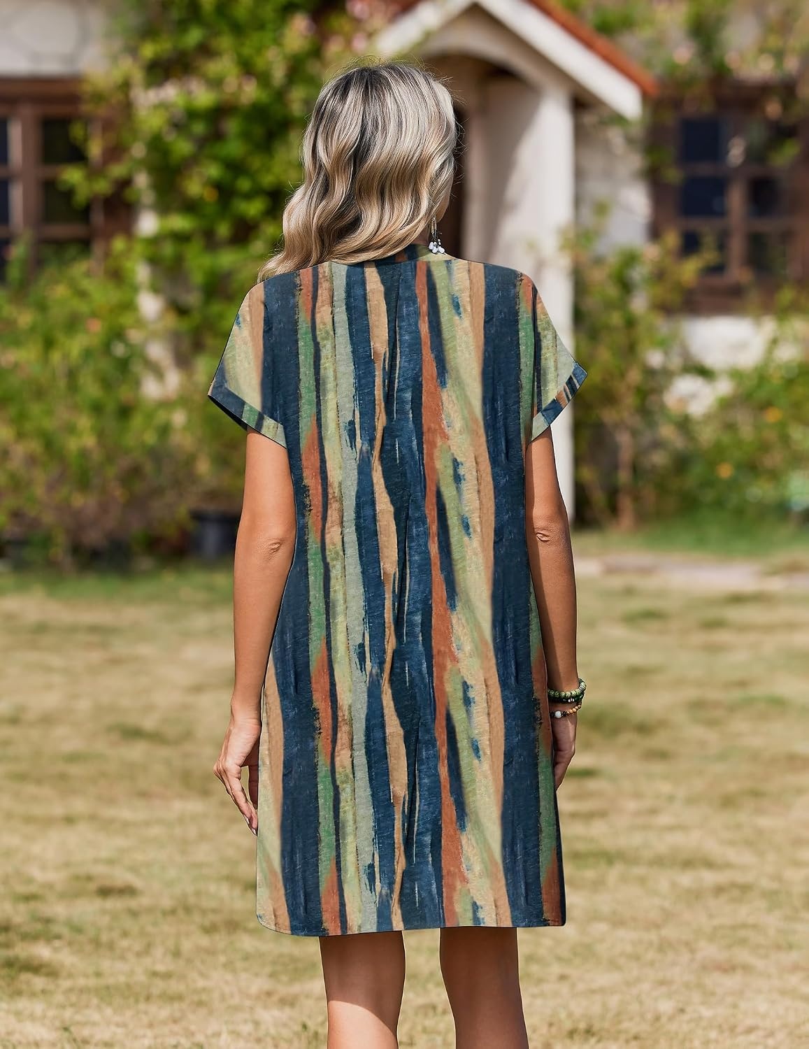 image:imageZeagoo Summer Dresses for Women Shift Dress Casual Mini Vacation SundressKhaki Tie Dye