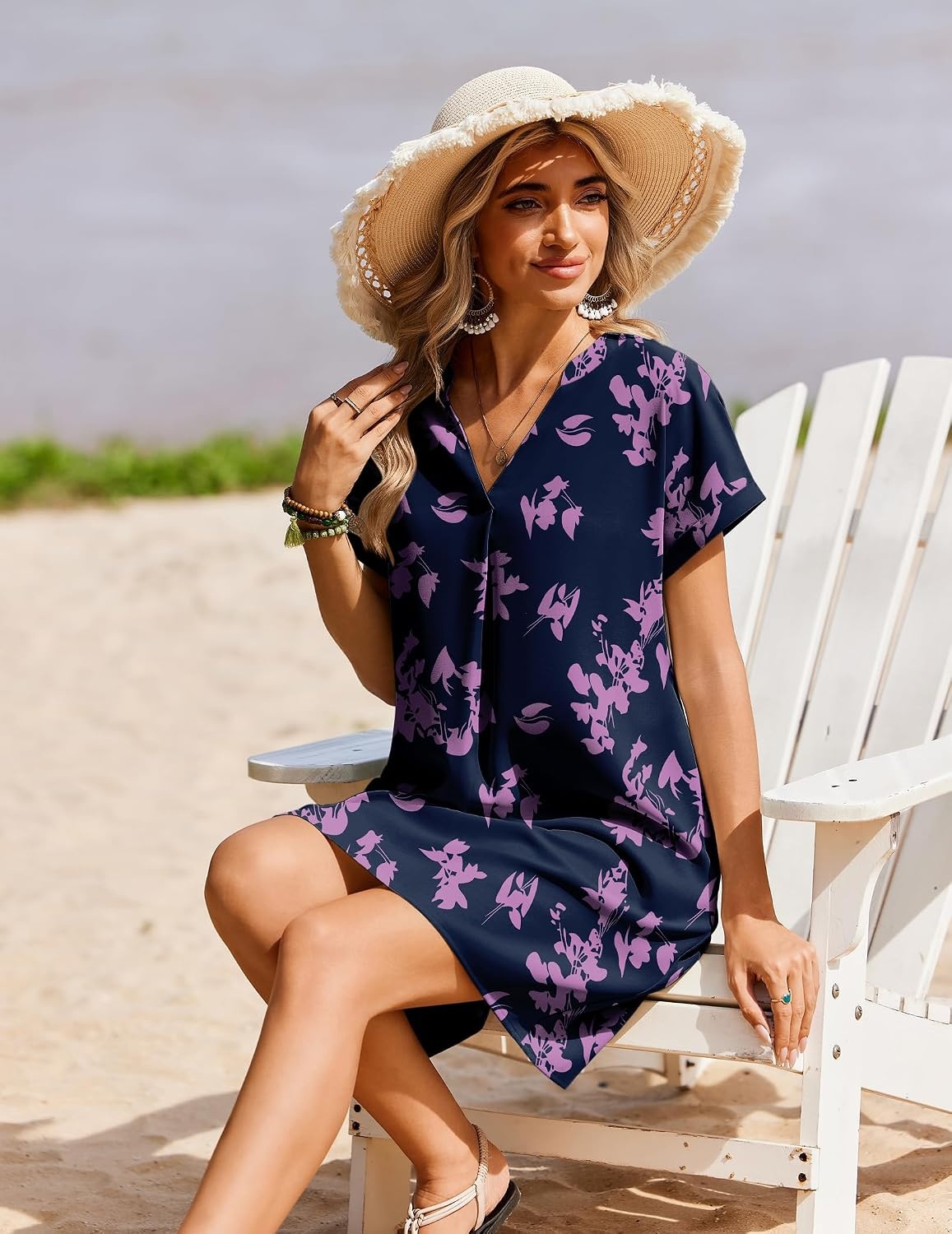 image:imageZeagoo Summer Dresses for Women Shift Dress Casual Mini Vacation SundressPurple Floral