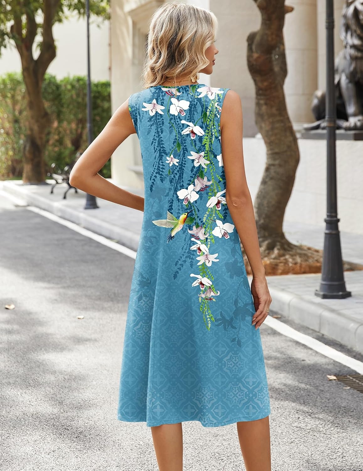 image:imageZeagoo Sundresses Dresses for Women 2026 Summer Sleeveless V Neck Casual Midi Tank Beach Vacation Dresses with Pockets02zw89