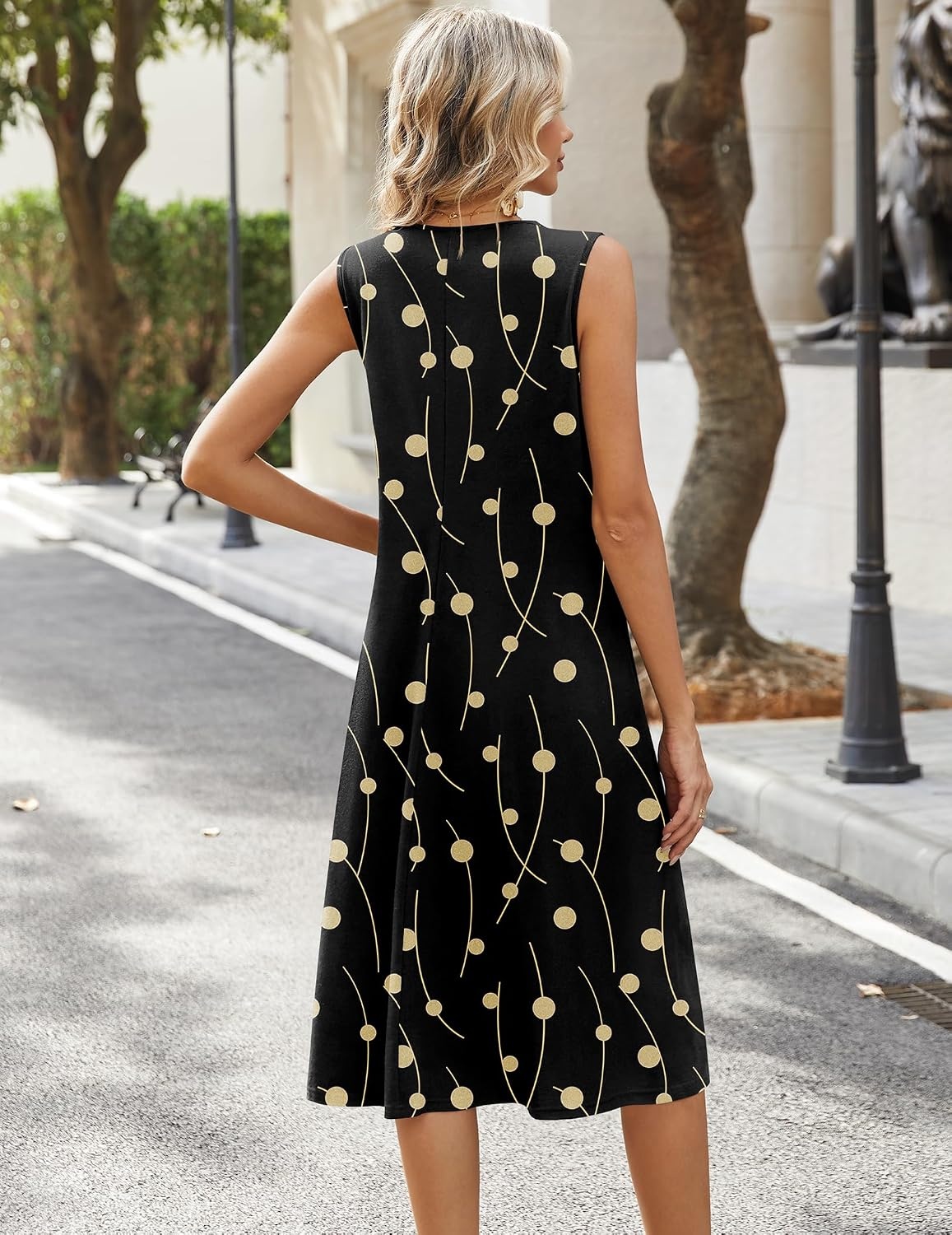 image:imageZeagoo Sundresses Dresses for Women 2026 Summer Sleeveless V Neck Casual Midi Tank Beach Vacation Dresses with PocketsJh601