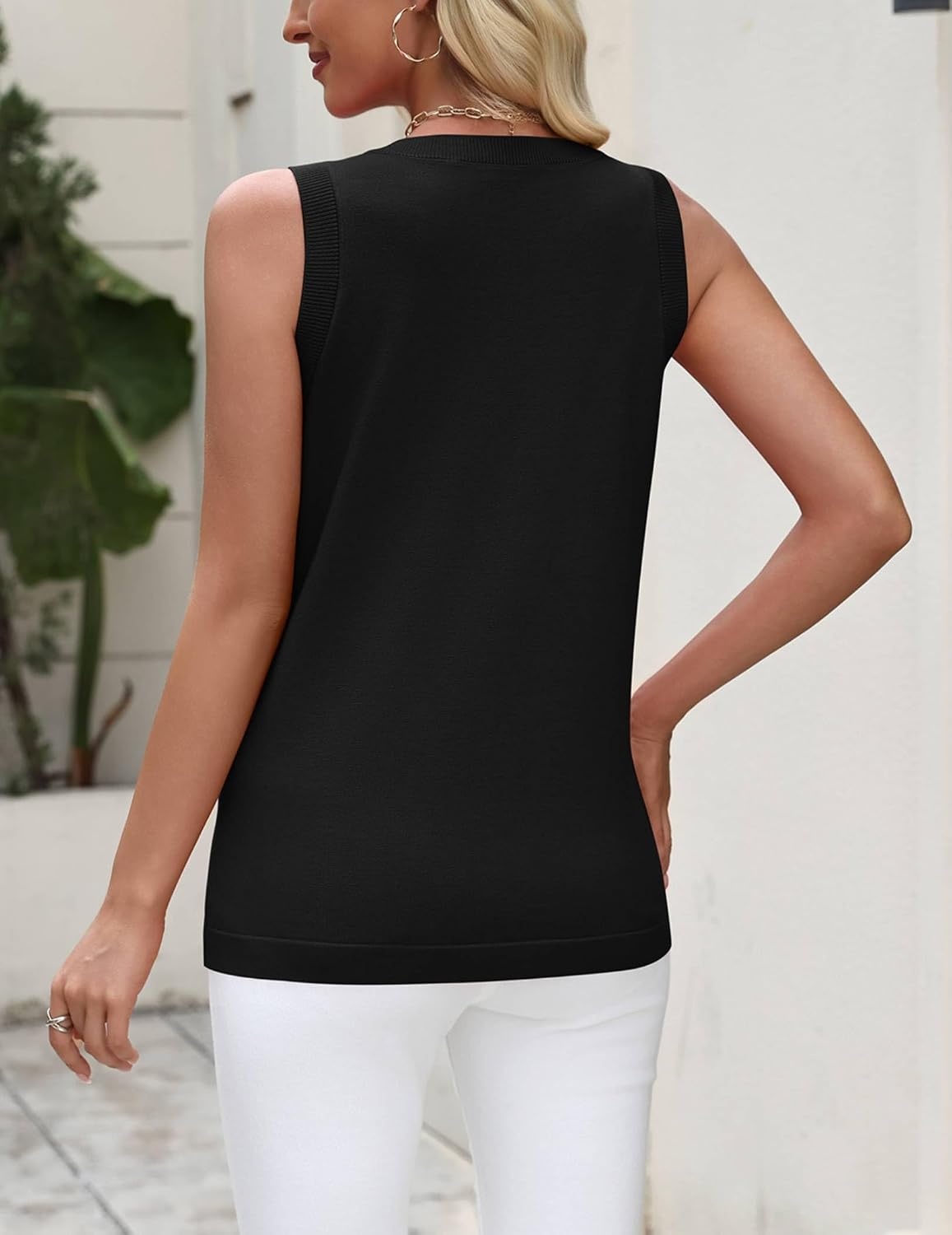 image:imageZeagoo Tank Top for Women 2026 Loose Fit Casual Knit Fall SweatersBlack