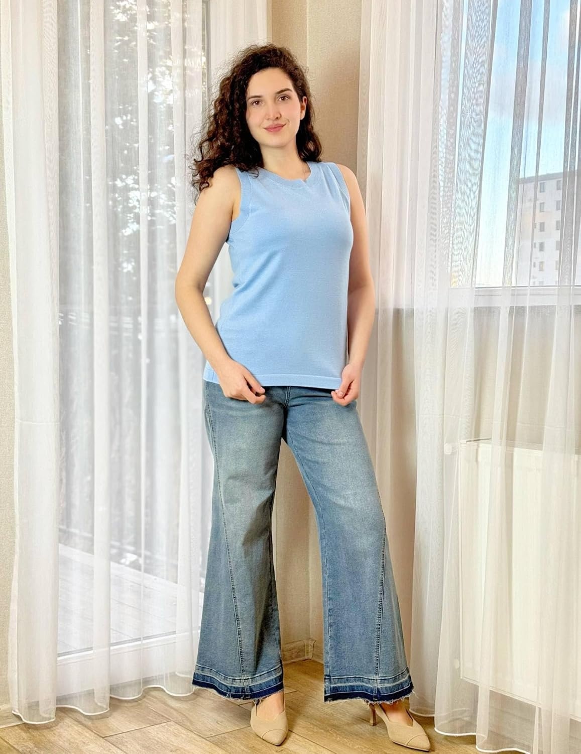 image:imageZeagoo Tank Top for Women 2026 Loose Fit Casual Knit Fall SweatersBlue