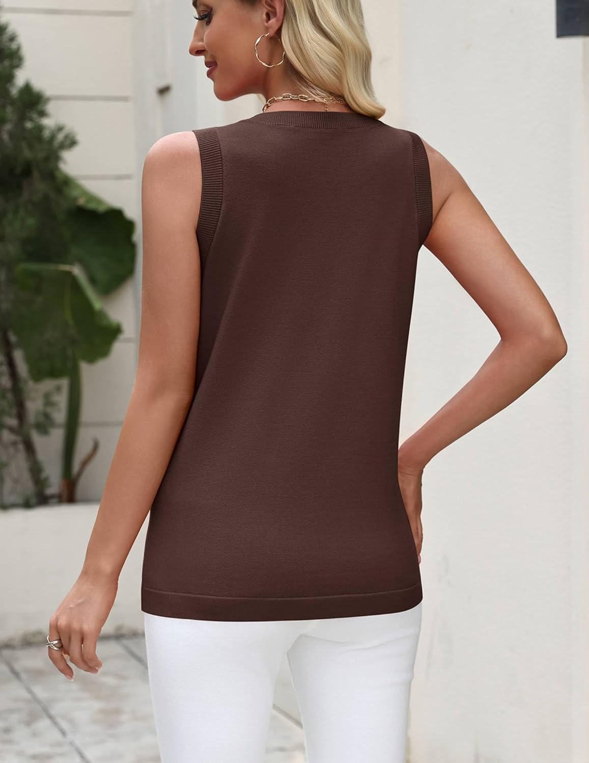 image:imageZeagoo Tank Top for Women 2026 Loose Fit Casual Knit Fall SweatersCoffee