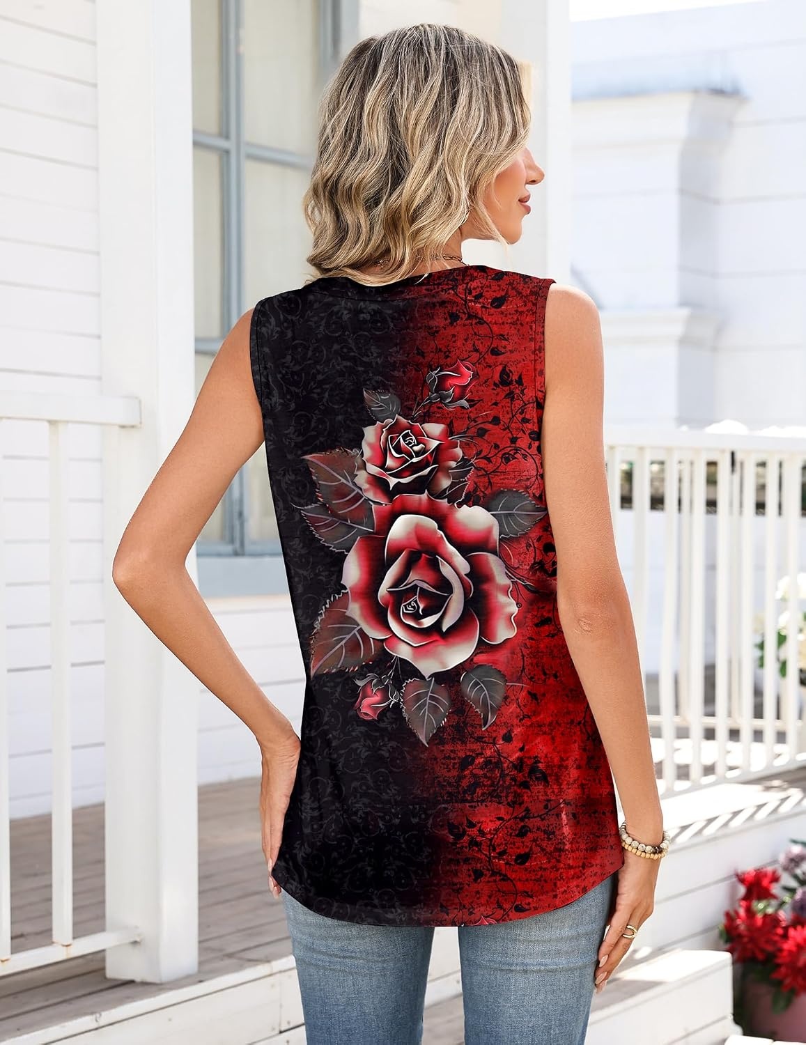 image:imageZeagoo Tank Tops for Women 2026 Summer Top Henley Shirts Dressy Casual Loose Fit VNeck Button Down Sleeveless Tshirt BlouseBf309
