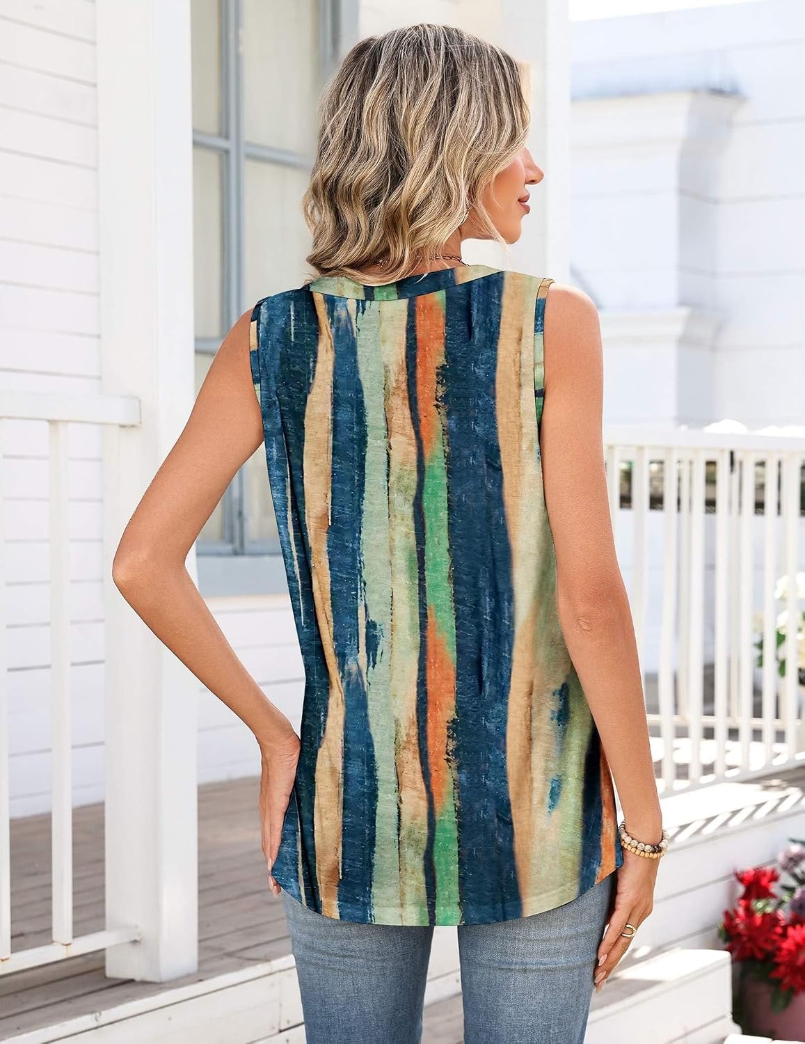 image:imageZeagoo Tank Tops for Women 2026 Summer Top Henley Shirts Dressy Casual Loose Fit VNeck Button Down Sleeveless Tshirt BlouseCx289