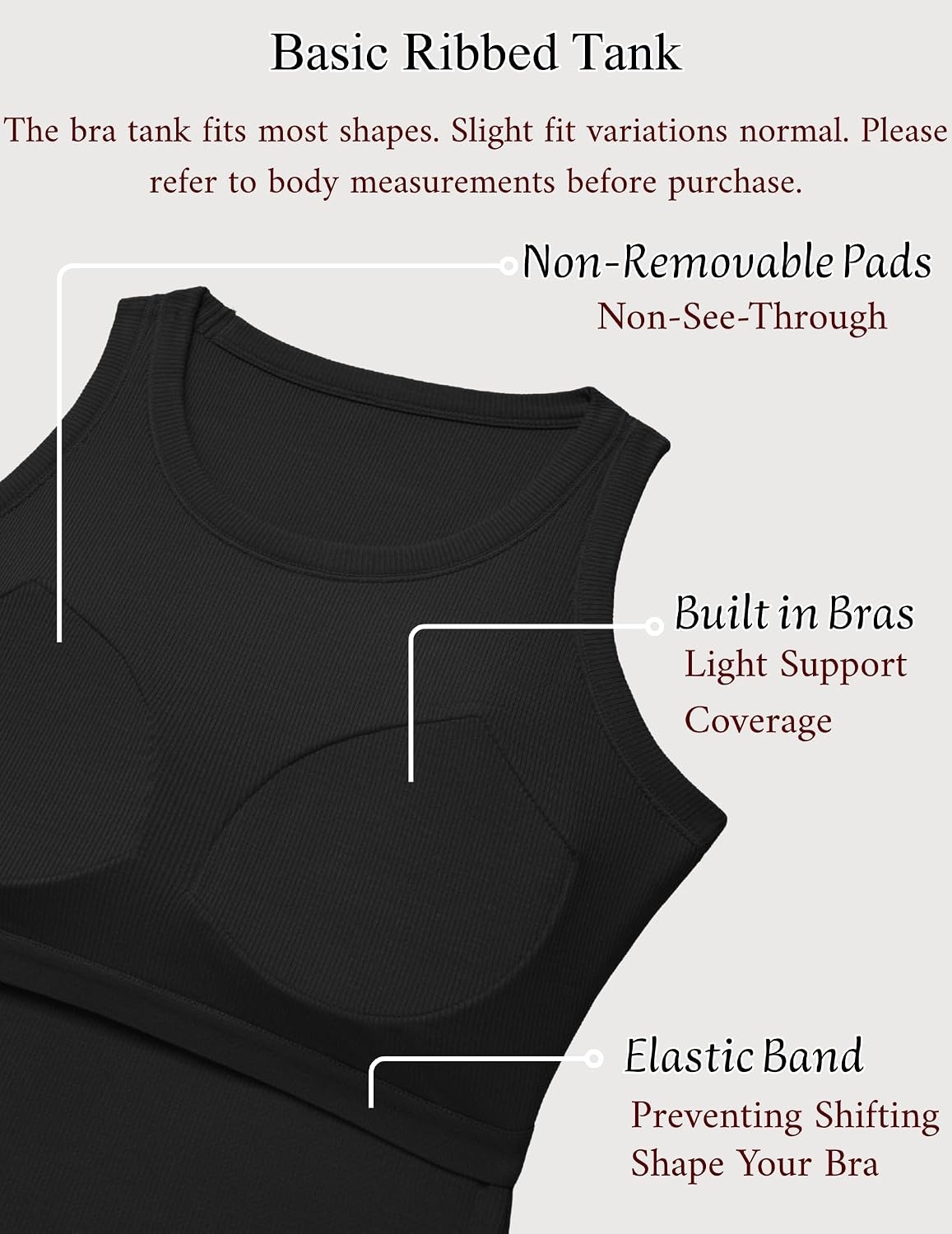 image:imageZeagoo Tank Tops with Built in Bra for Women Sleeveless Ribbed Summer Tops1black