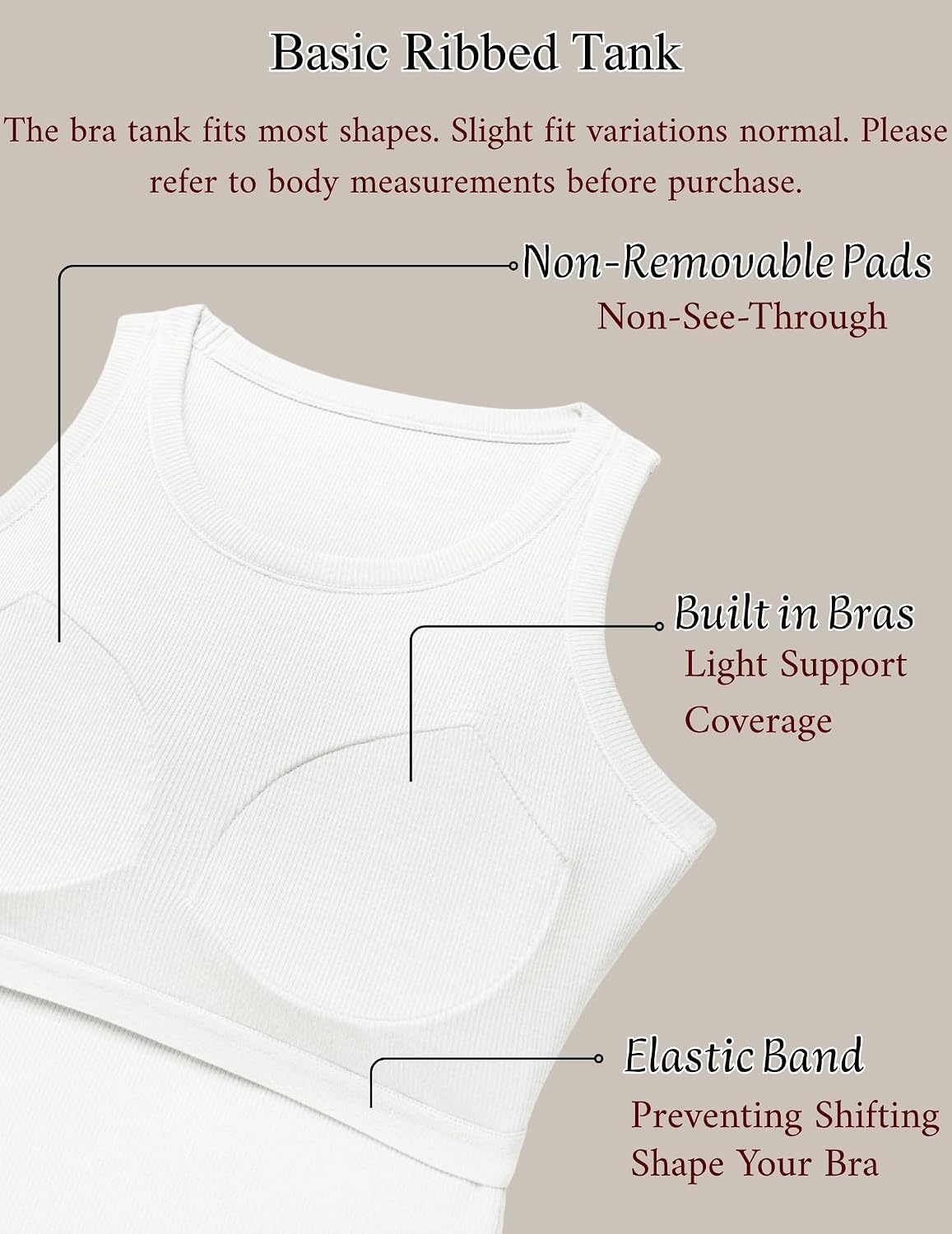 image:imageZeagoo Tank Tops with Built in Bra for Women Sleeveless Ribbed Summer Tops1white