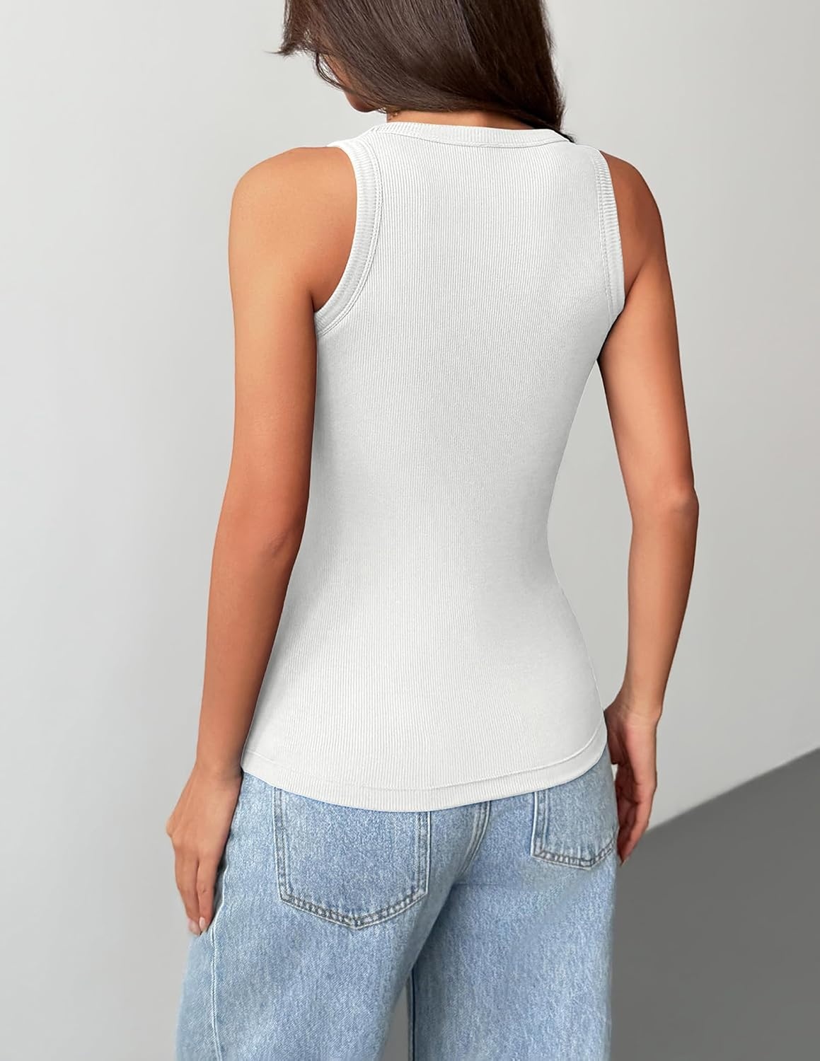 image:imageZeagoo Tank Tops with Built in Bra for Women Sleeveless Ribbed Summer Tops1white