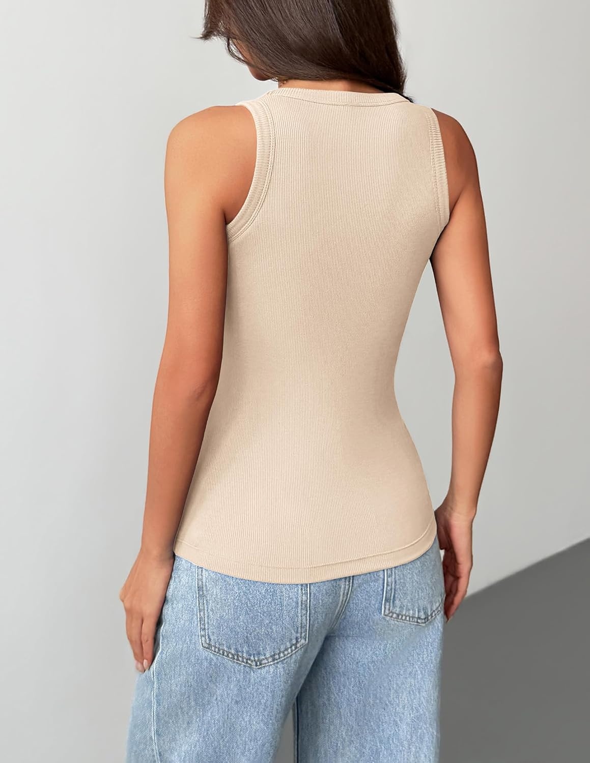 image:imageZeagoo Tank Tops with Built in Bra for Women Sleeveless Ribbed Summer TopsBeige
