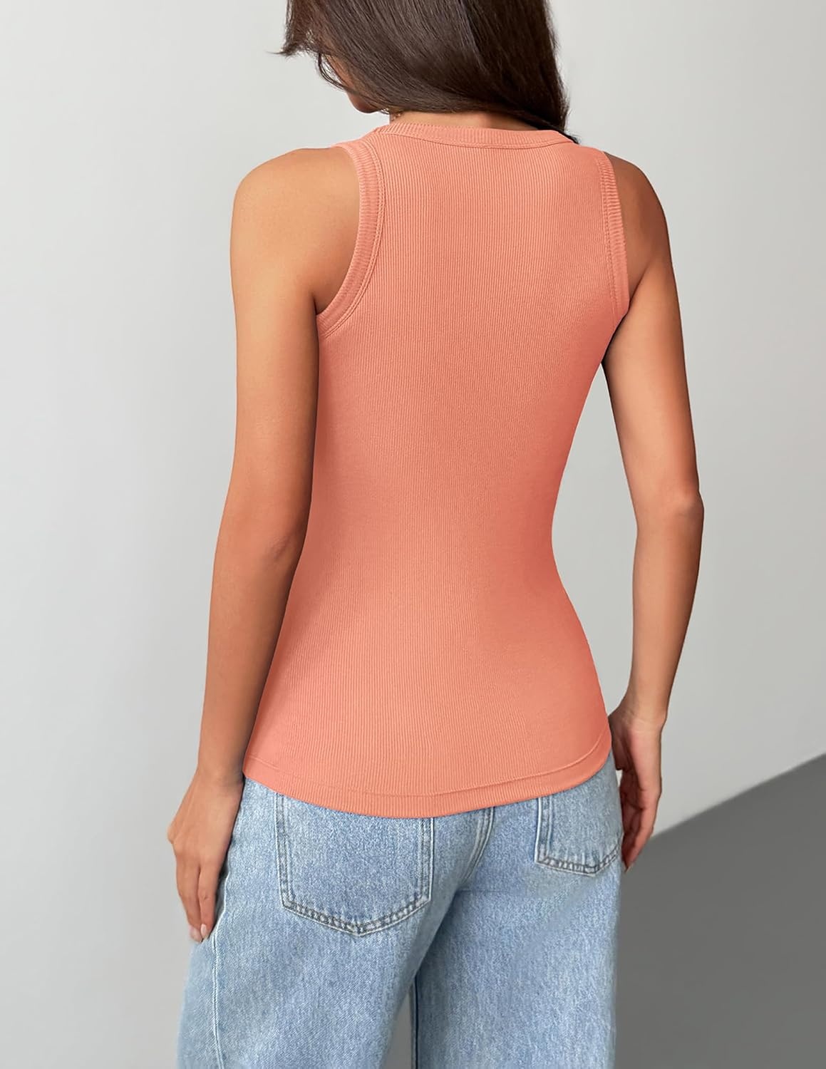image:imageZeagoo Tank Tops with Built in Bra for Women Sleeveless Ribbed Summer TopsCoral