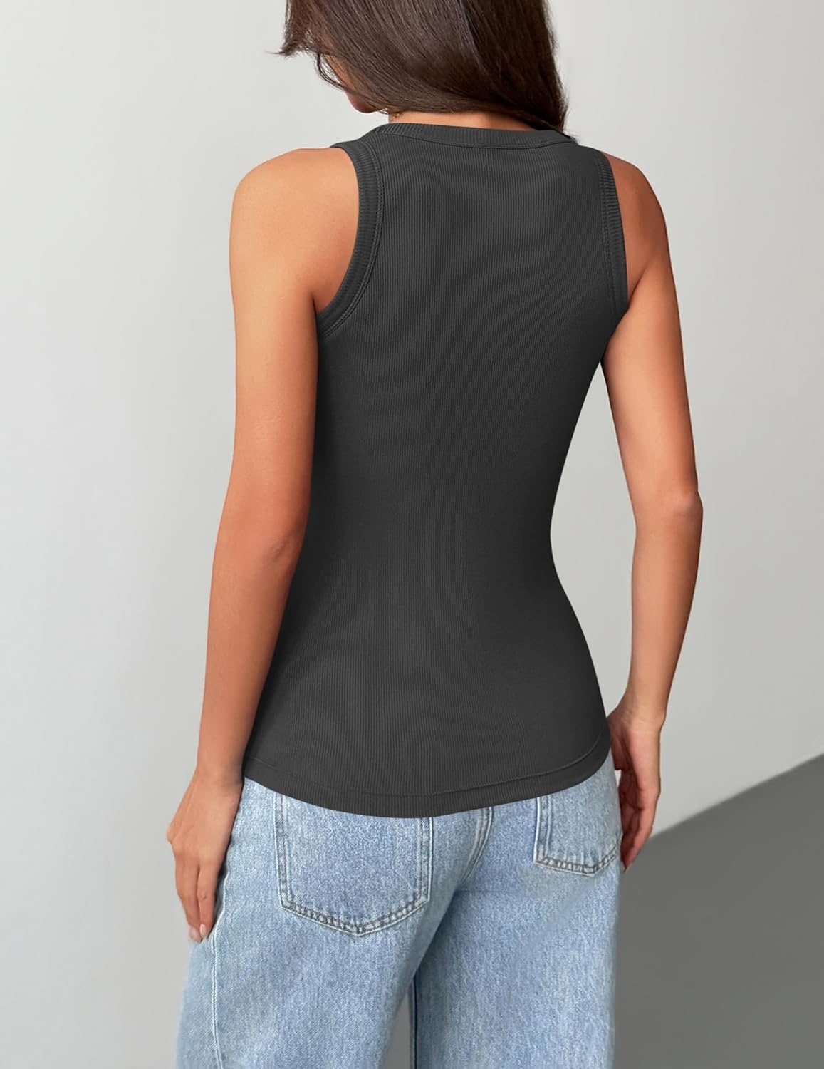 image:imageZeagoo Tank Tops with Built in Bra for Women Sleeveless Ribbed Summer TopsDark Grey