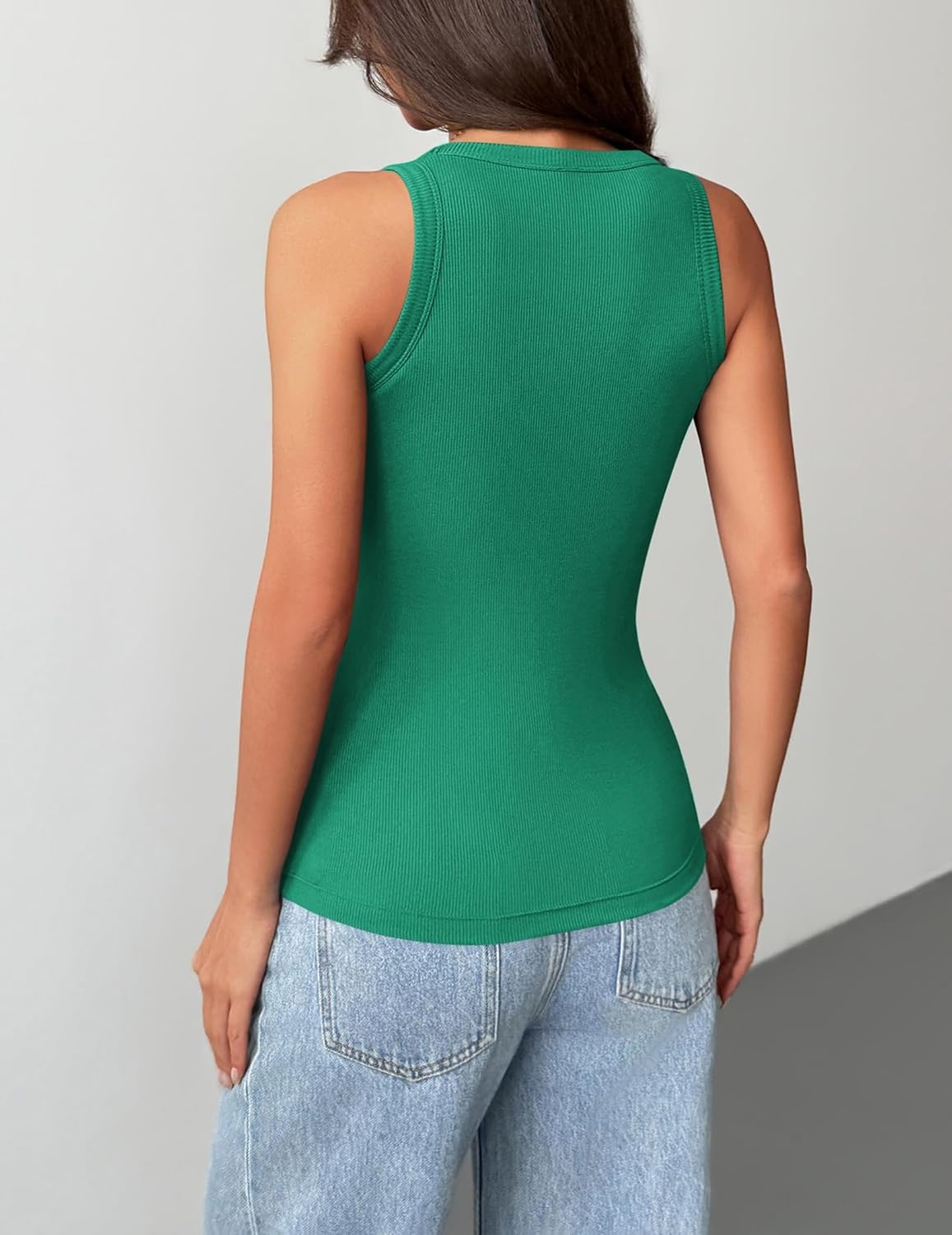 image:imageZeagoo Tank Tops with Built in Bra for Women Sleeveless Ribbed Summer TopsGreen