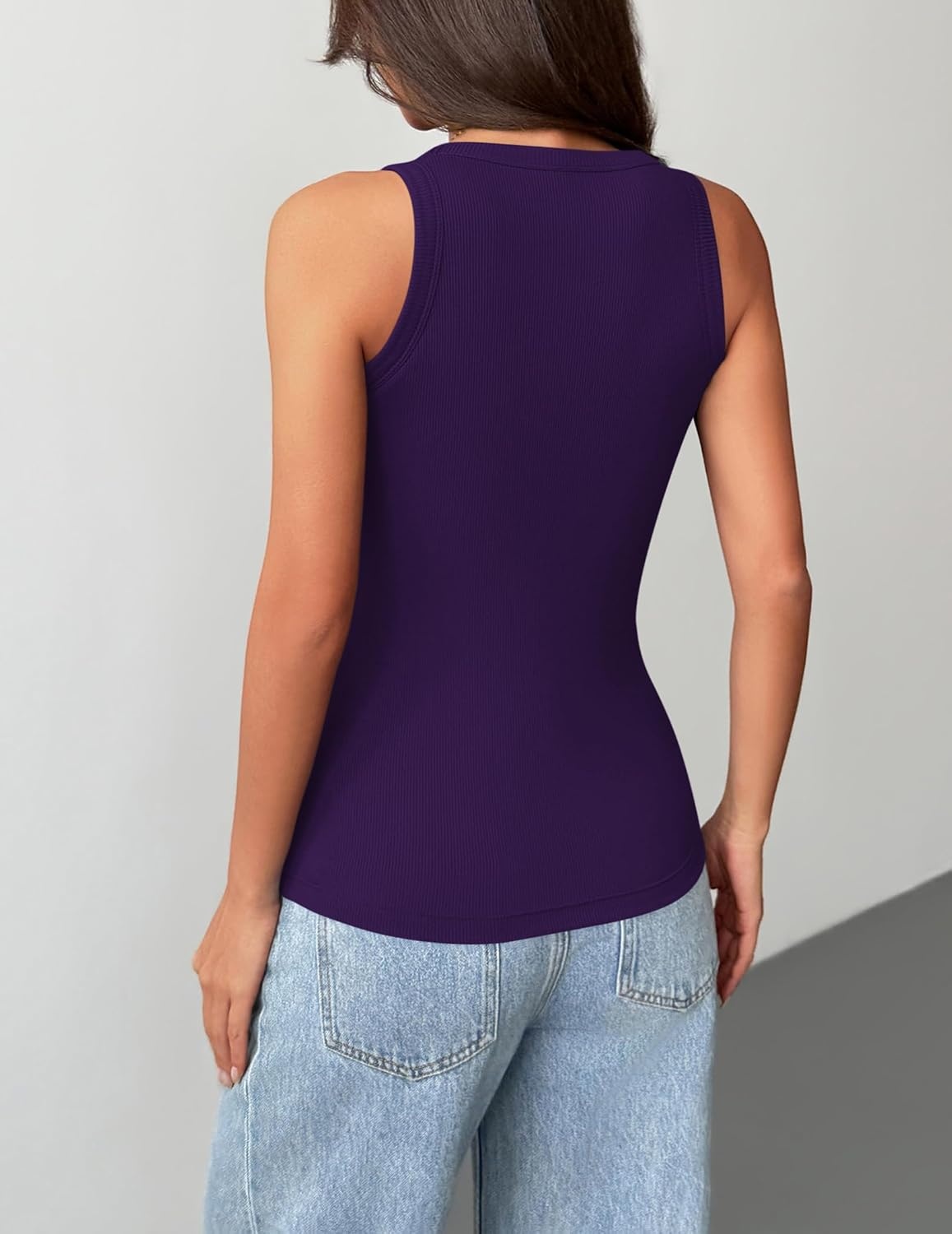 image:imageZeagoo Tank Tops with Built in Bra for Women Sleeveless Ribbed Summer TopsPurple