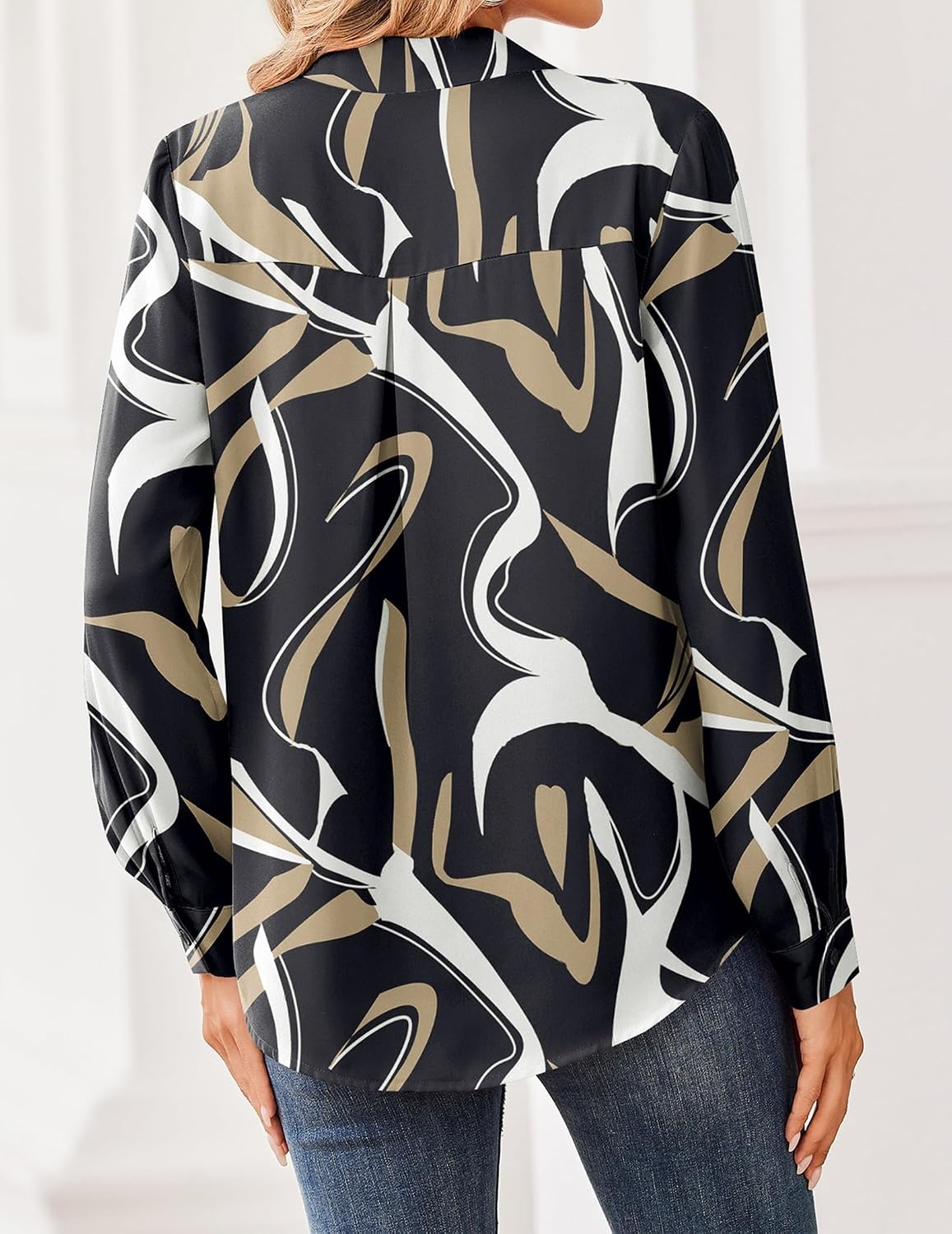 image:imageZeagoo Women Blouses Chiffon Long Sleeve Button Down Shirts Business TopsMulticolor 312