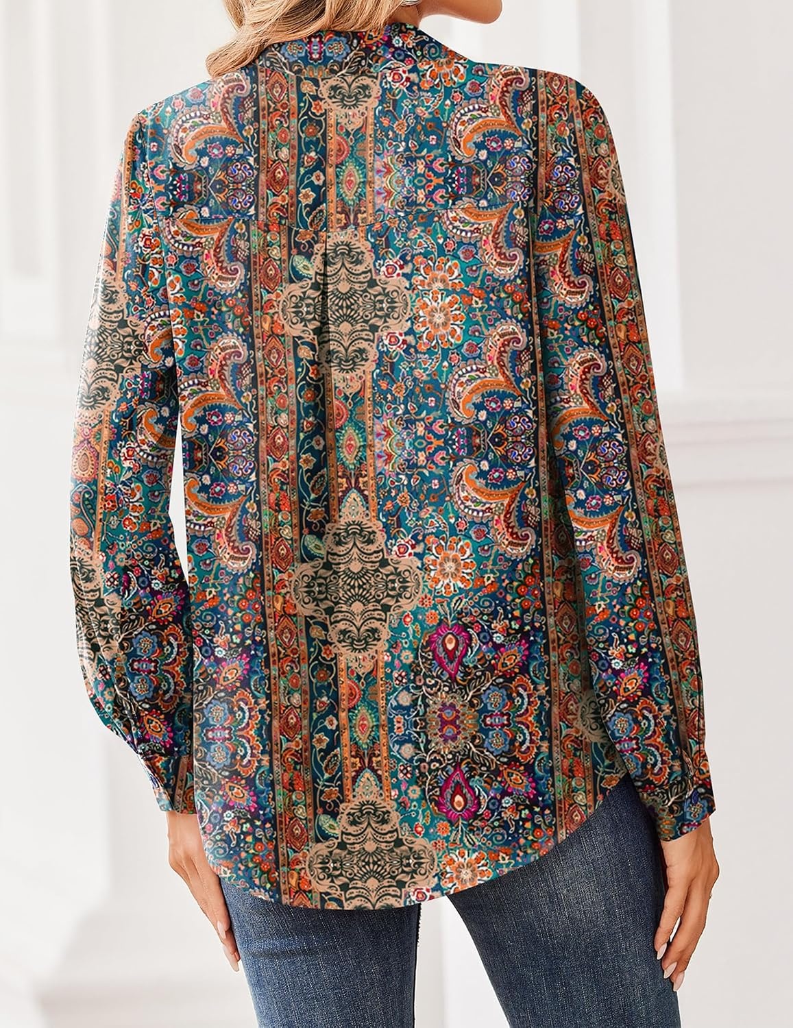 image:imageZeagoo Women Blouses Chiffon Long Sleeve Button Down Shirts Business TopsMulticolor 721