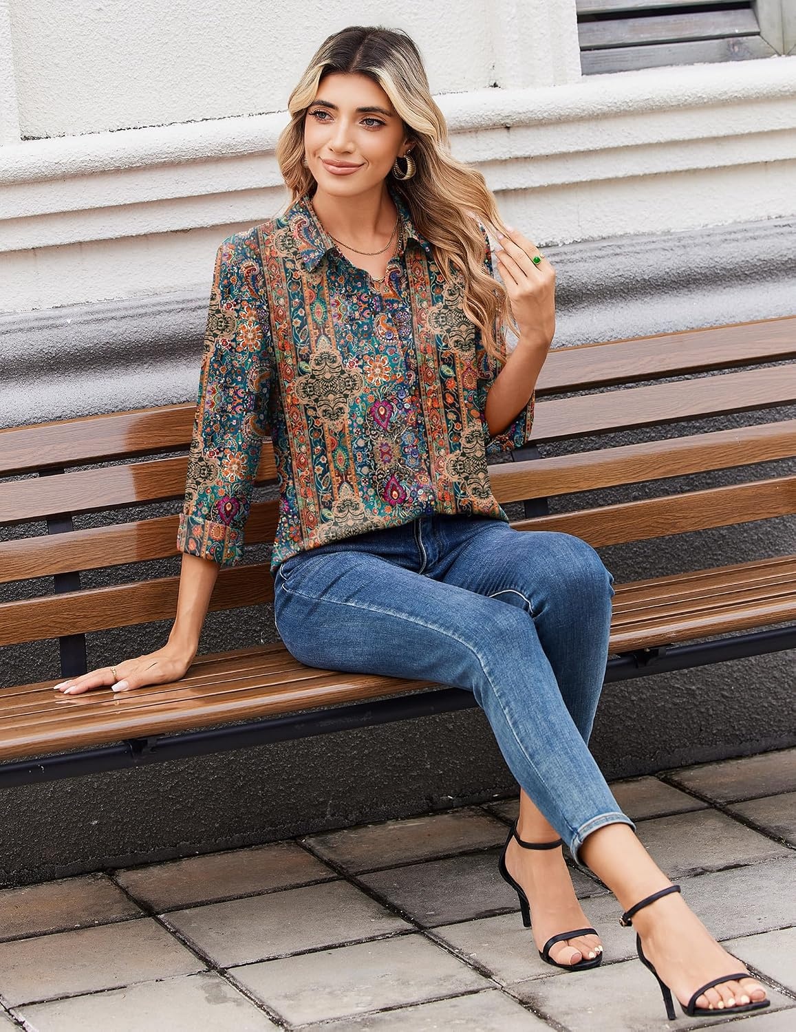 image:imageZeagoo Women Blouses Chiffon Long Sleeve Button Down Shirts Business TopsMulticolor 721