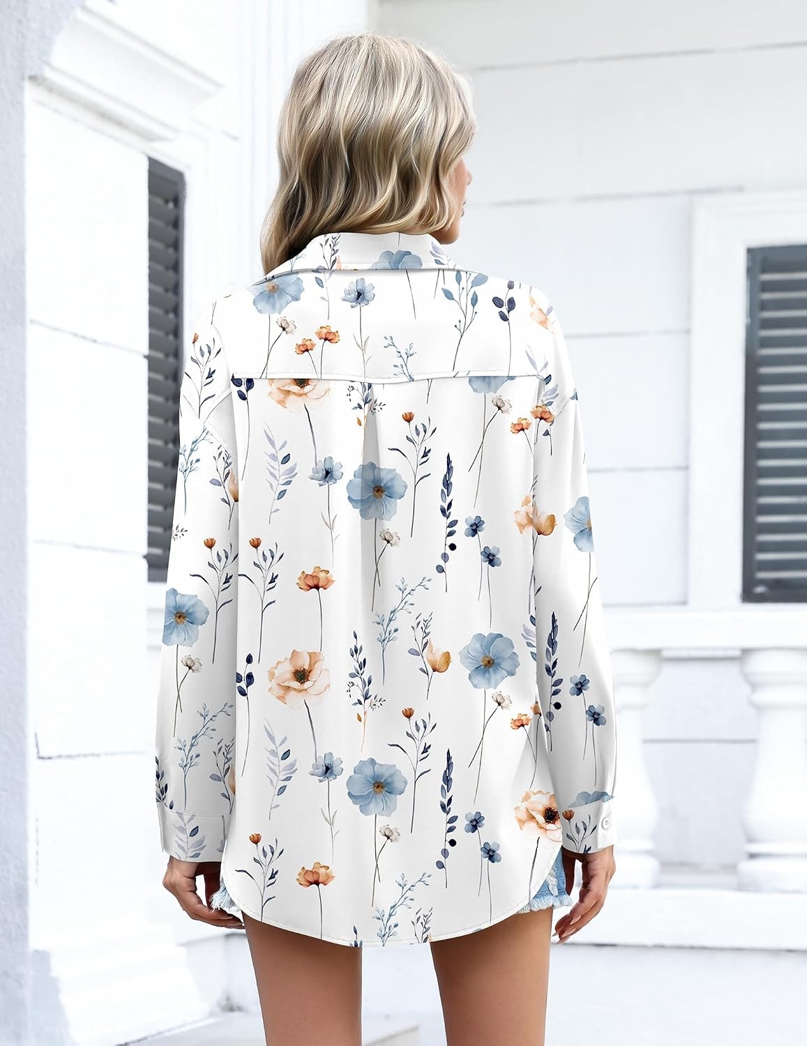 image:imageZeagoo Women Button Down Shirts Oversized Long Sleeve Blouses with PocketBf290