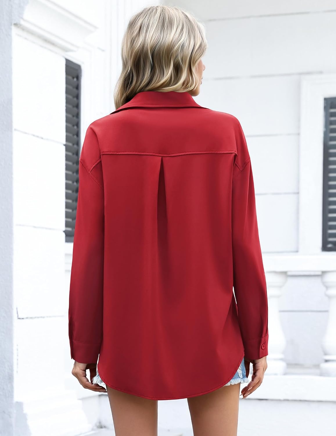 image:imageZeagoo Women Button Down Shirts Oversized Long Sleeve Blouses with PocketBred