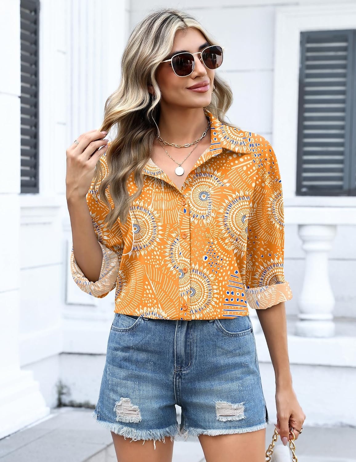 image:imageZeagoo Women Button Down Shirts Oversized Long Sleeve Blouses with PocketCx294