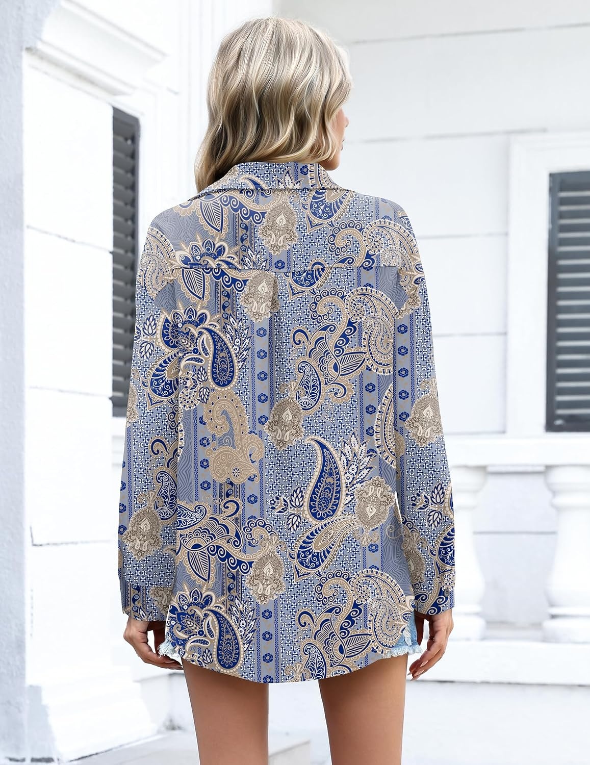 image:imageZeagoo Women Button Down Shirts Oversized Long Sleeve Blouses with PocketMz919