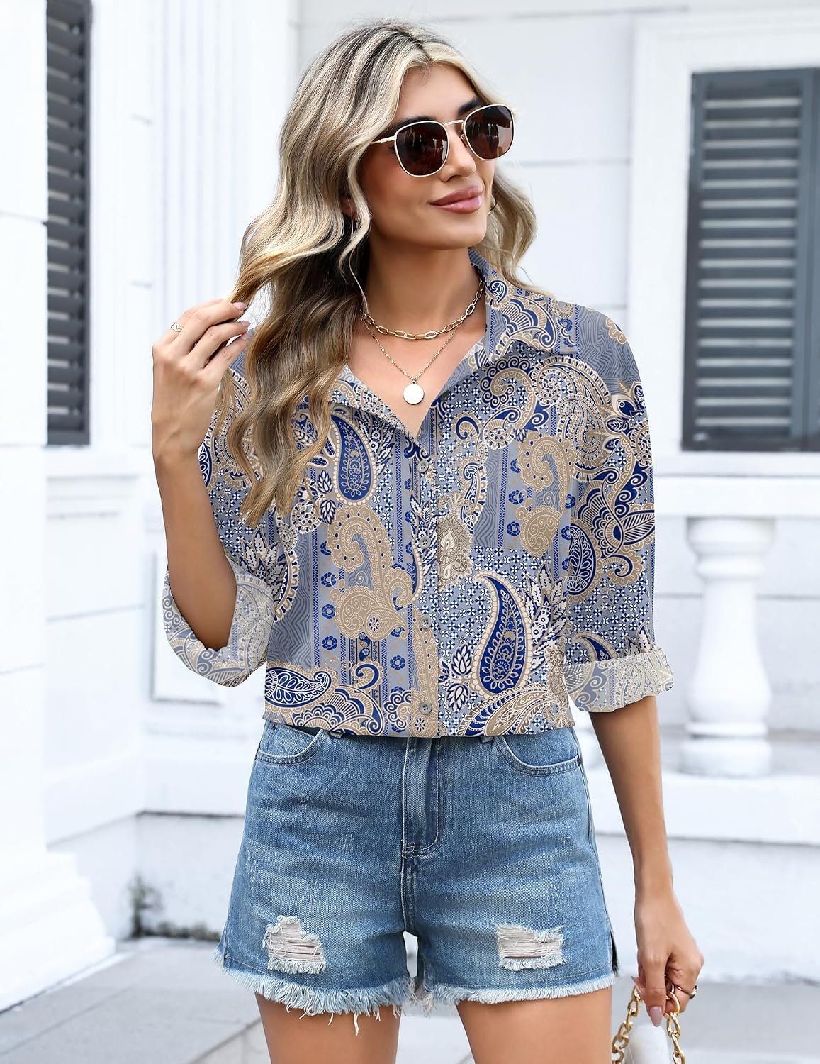 image:imageZeagoo Women Button Down Shirts Oversized Long Sleeve Blouses with PocketMz919