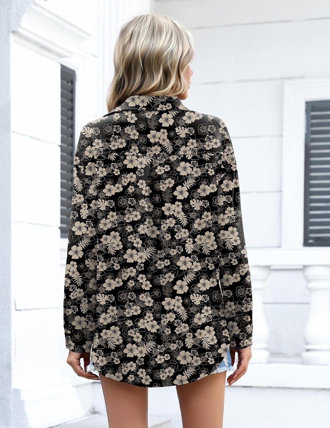 image:imageZeagoo Women Button Down Shirts Oversized Long Sleeve Blouses with PocketSf209