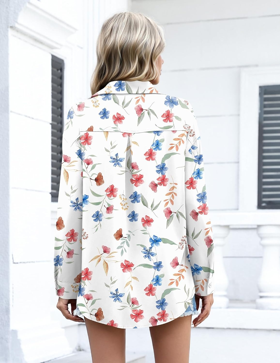 image:imageZeagoo Women Button Down Shirts Oversized Long Sleeve Blouses with PocketWf101