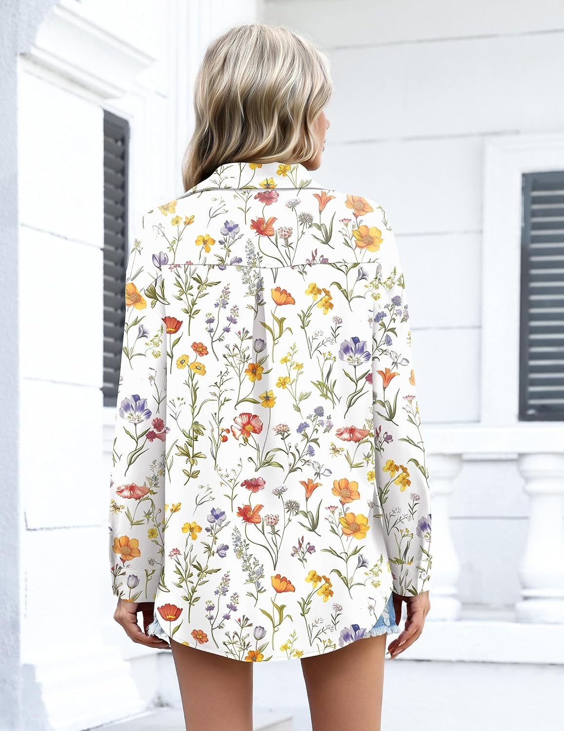image:imageZeagoo Women Button Down Shirts Oversized Long Sleeve Blouses with PocketXh403