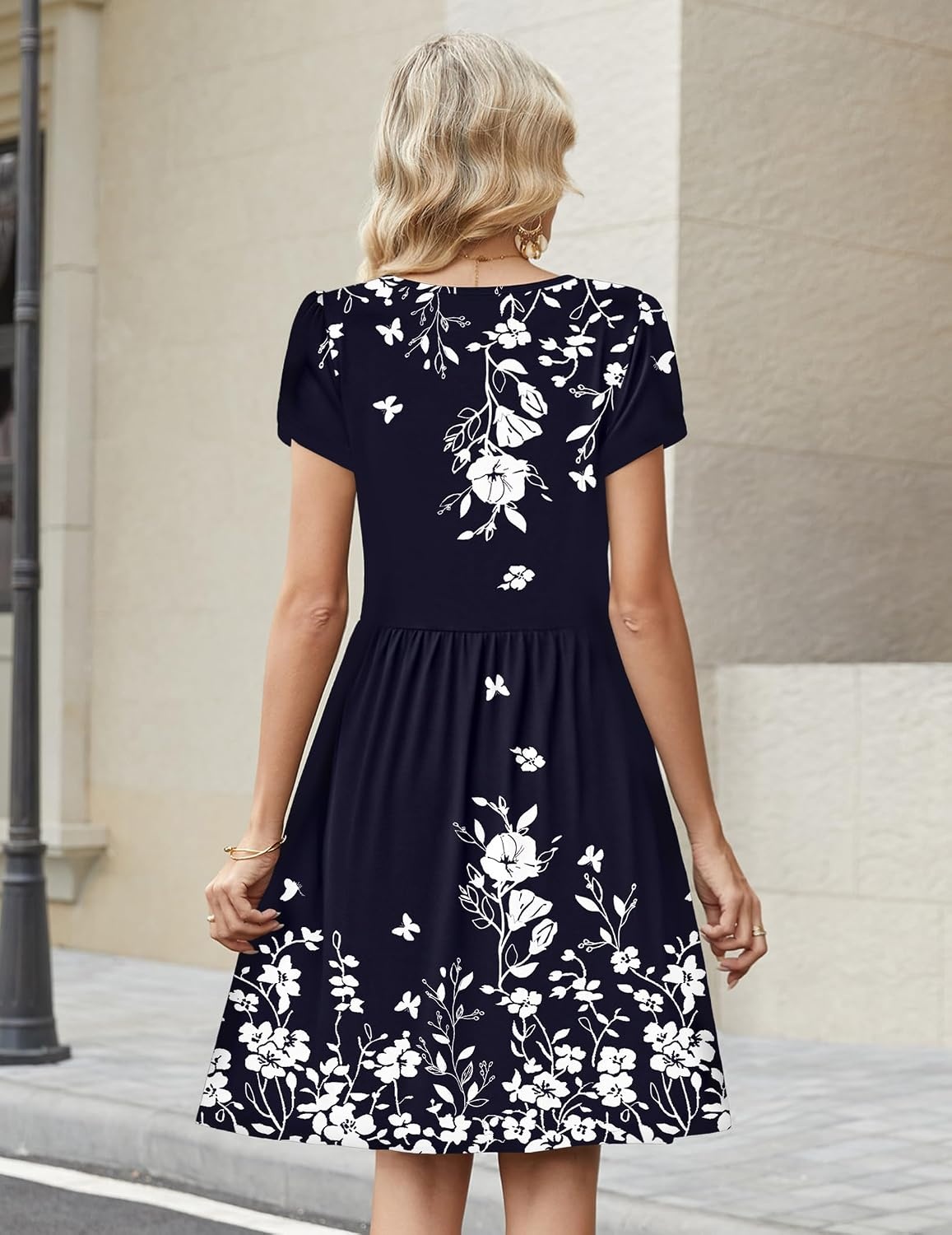 image:imageZeagoo Women Summer Dress 2026 Short Sleeve Aline Mini Dresses with Pockets Casual Swing Tshirt Dress Vocation Beach SundressSf184