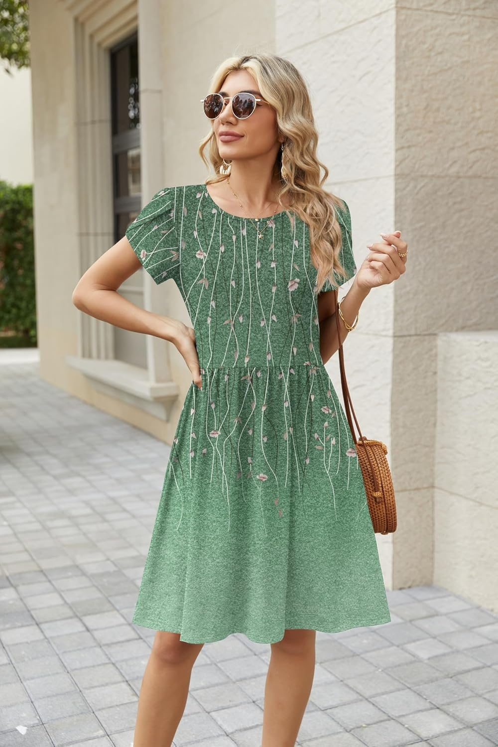 image:imageZeagoo Women Summer Dress 2026 Short Sleeve Aline Mini Dresses with Pockets Casual Swing Tshirt Dress Vocation Beach SundressXh509