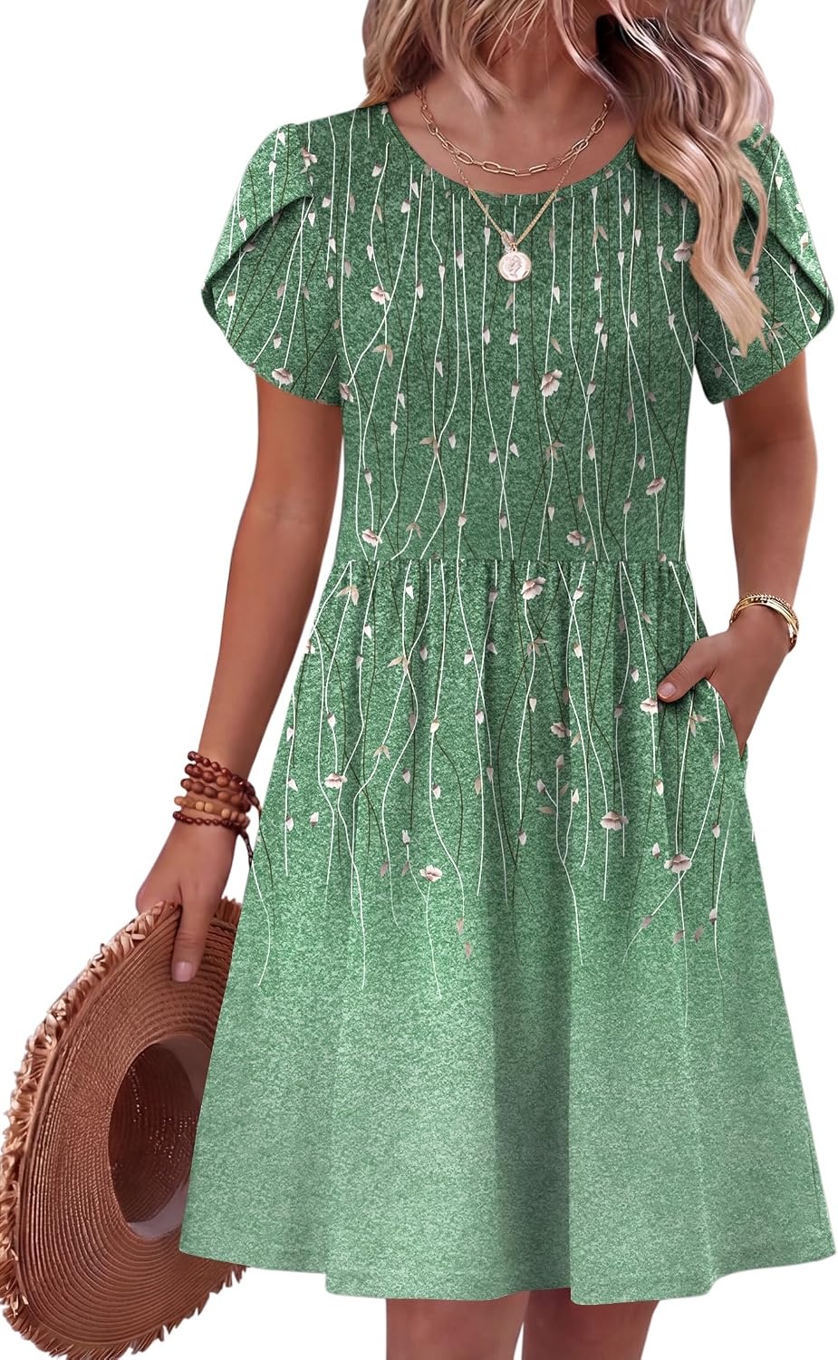 image:imageZeagoo Women Summer Dress 2026 Short Sleeve Aline Mini Dresses with Pockets Casual Swing Tshirt Dress Vocation Beach SundressXh509